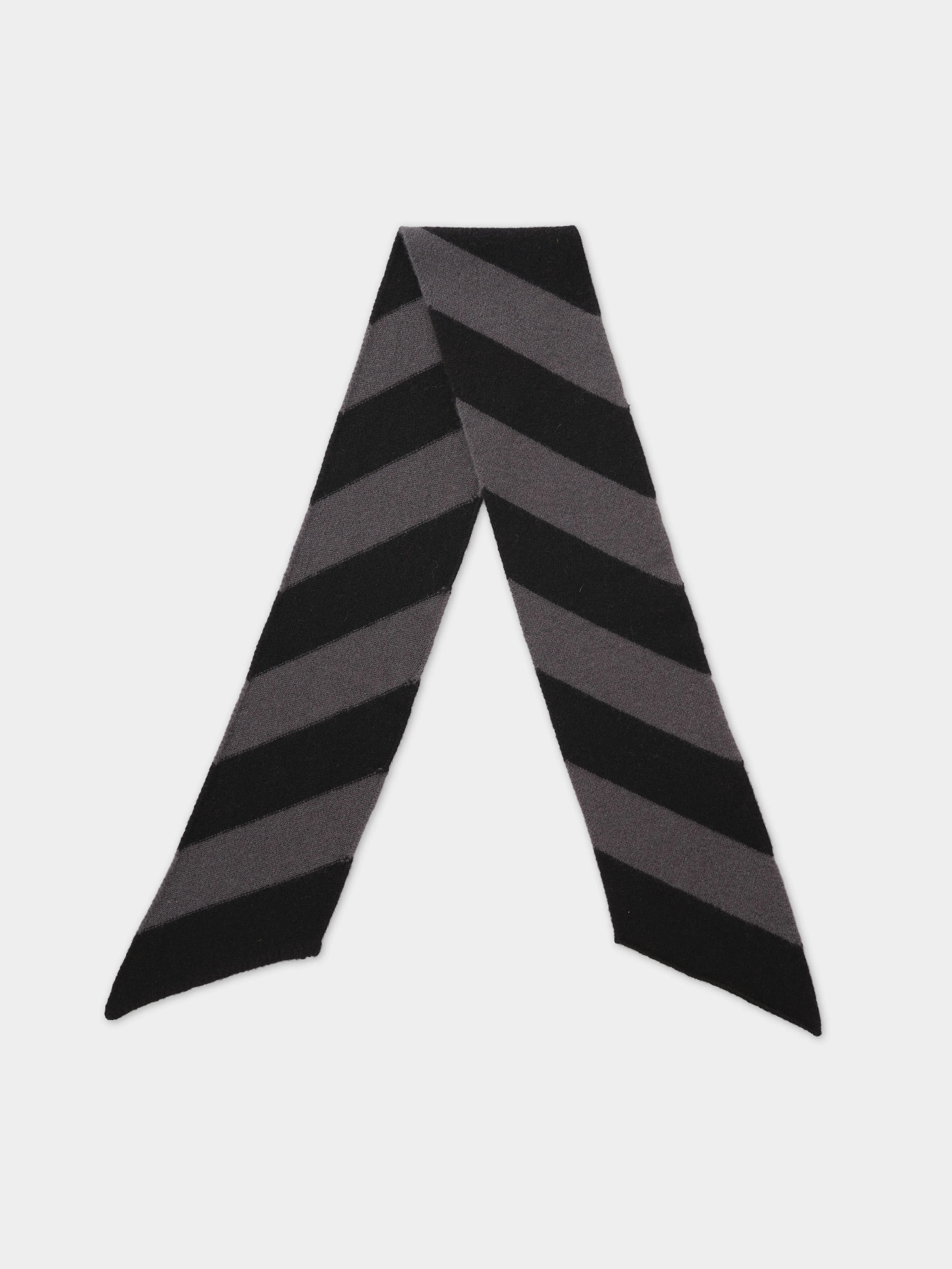 SMALL DIAGONAL STRIPE SCARF BLACK & DRILL GREY sold by Jo Gordon