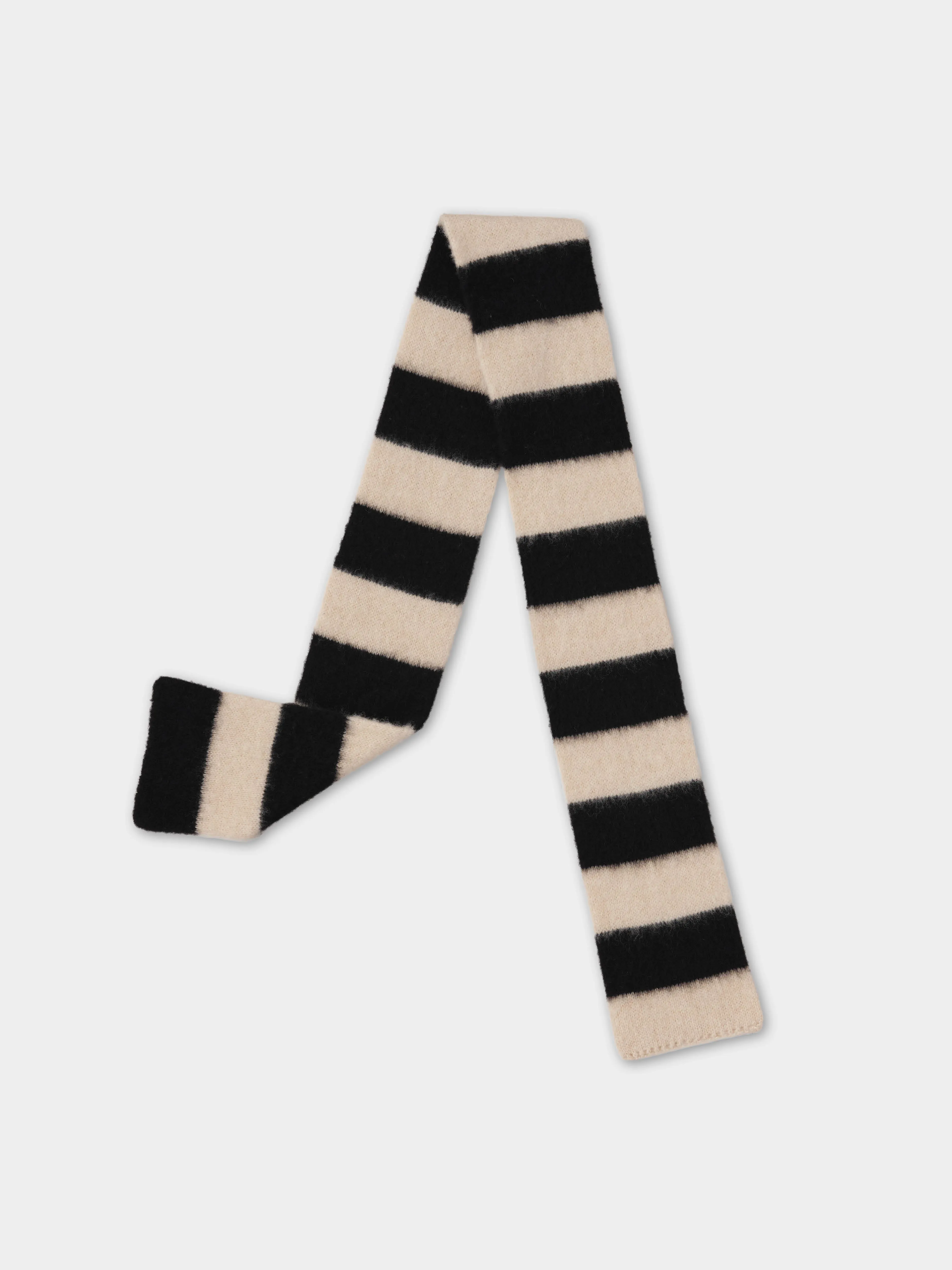 SMALL BRUSHED STRIPE SCARF BLACK & OATMEAL sold by Jo Gordon