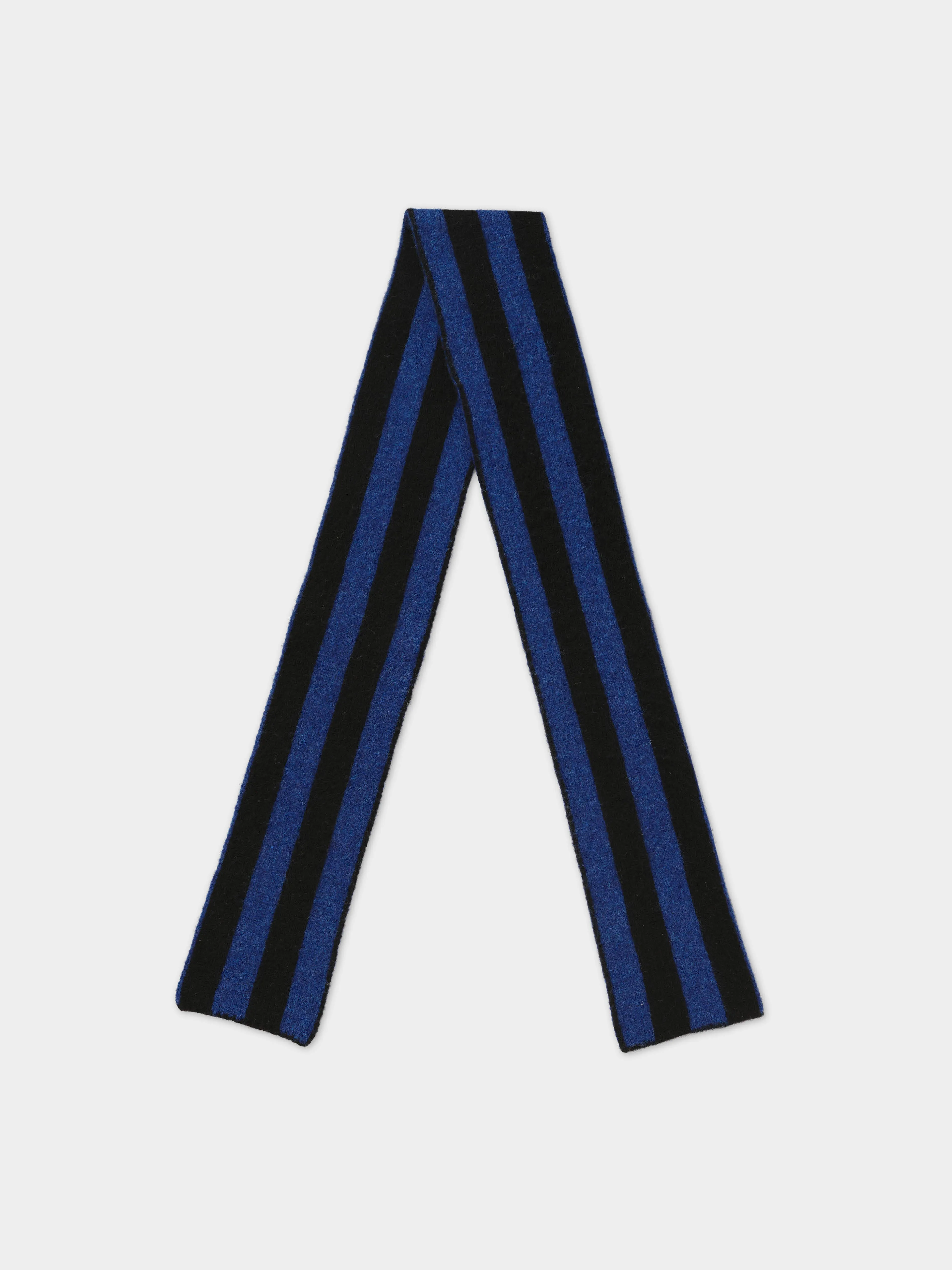 SMALL BRUSHED VERTICAL STRIPE SCARF BLACK & NIGHTSKY sold by Jo Gordon