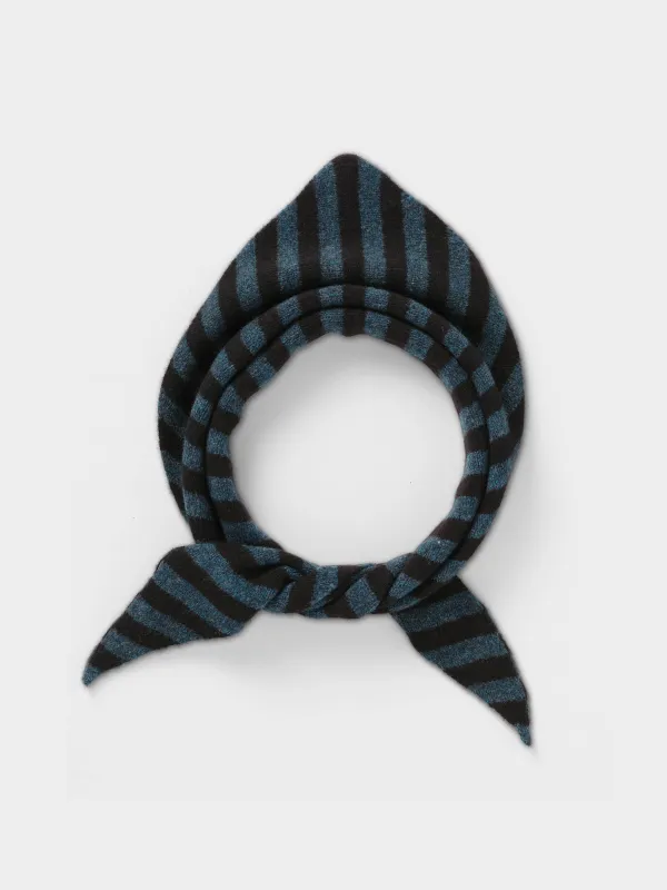 STRIPE TRIANGLE NECKERCHIEF BLACK & LUGANO sold by Jo Gordon