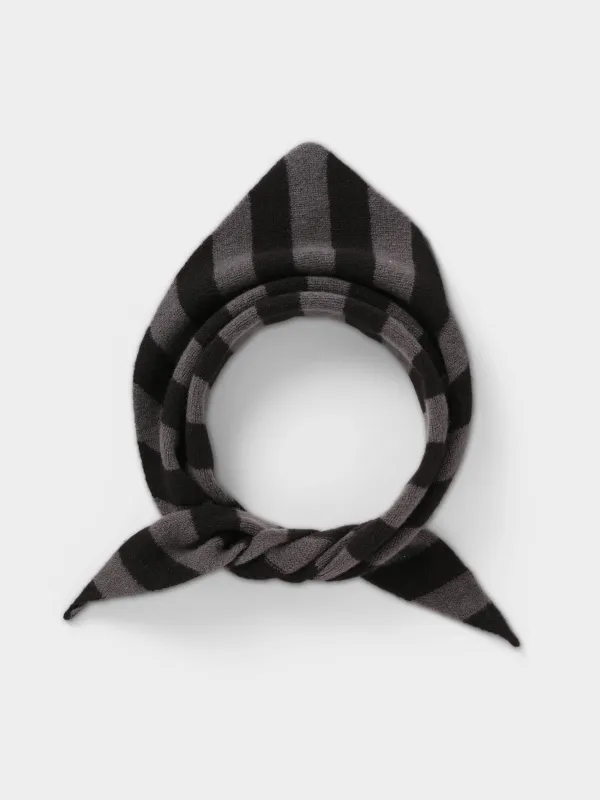 WIDE STRIPE TRIANGLE NECKERCHIEF BLACK & DRILL GREY sold by Jo Gordon