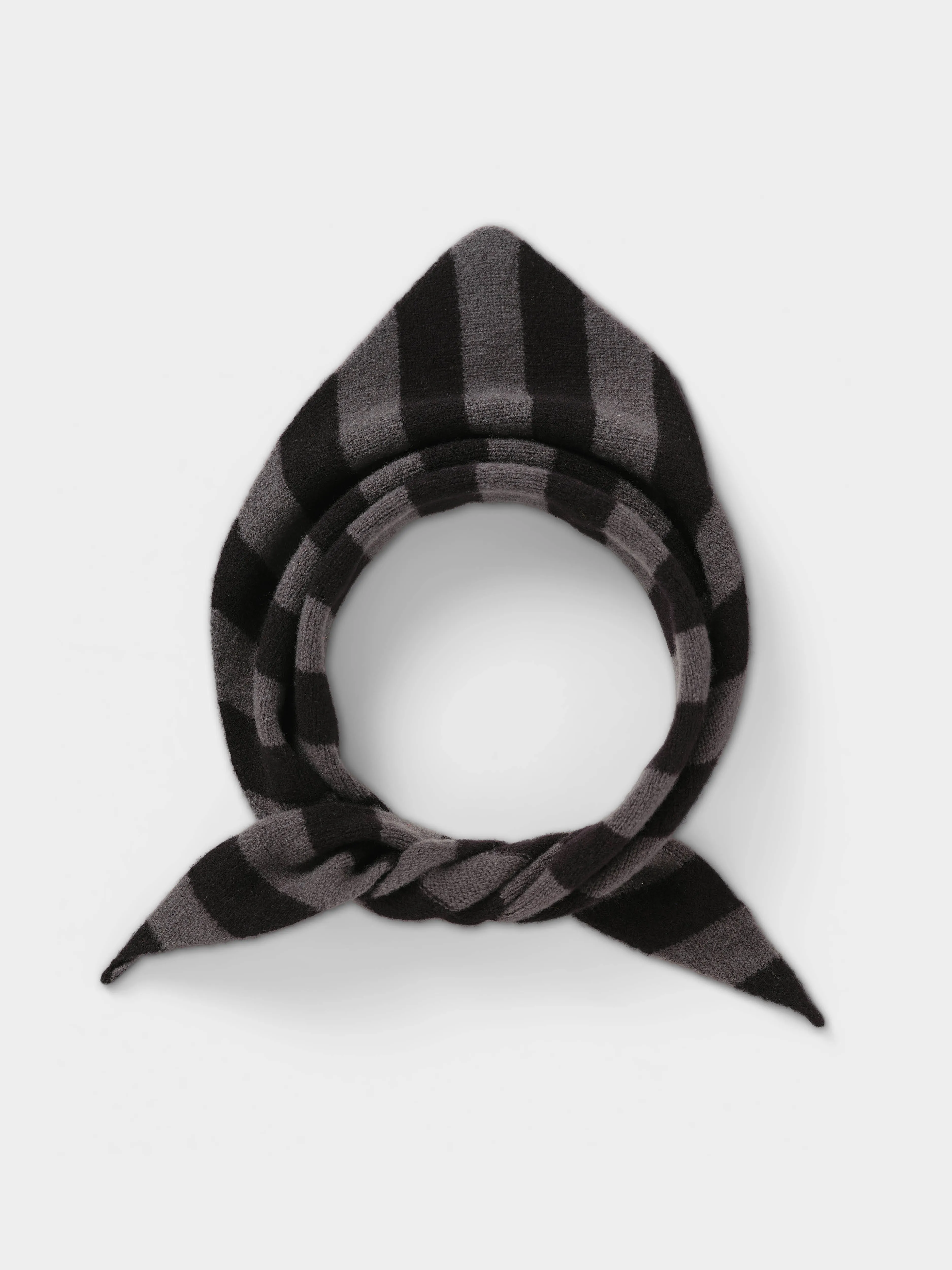 WIDE STRIPE TRIANGLE NECKERCHIEF BLACK & DRILL GREY sold by Jo Gordon