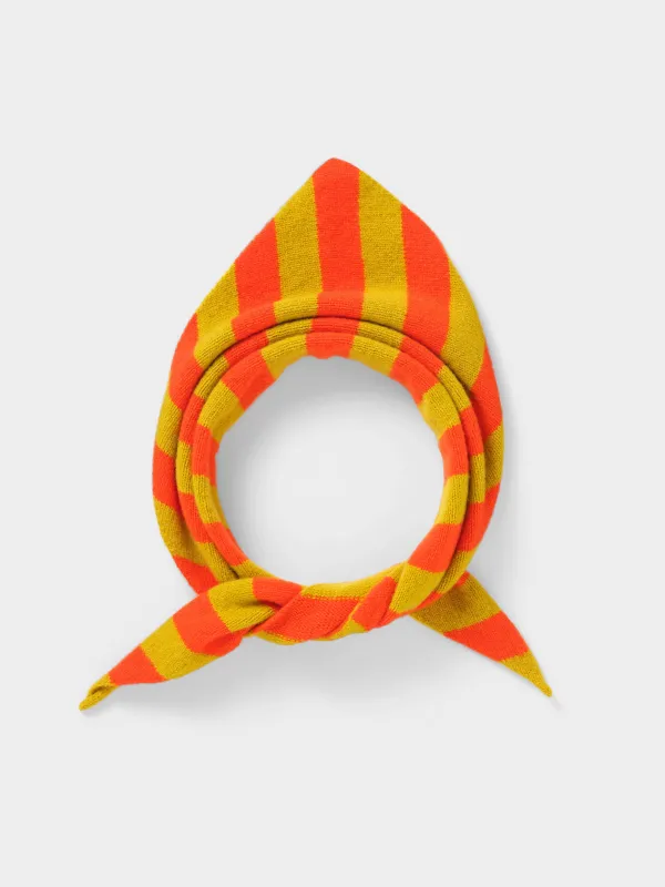 WIDE STRIPE TRIANGLE NECKERCHIEF ORANGE GLOSS & TURMERIC sold by Jo Gordon