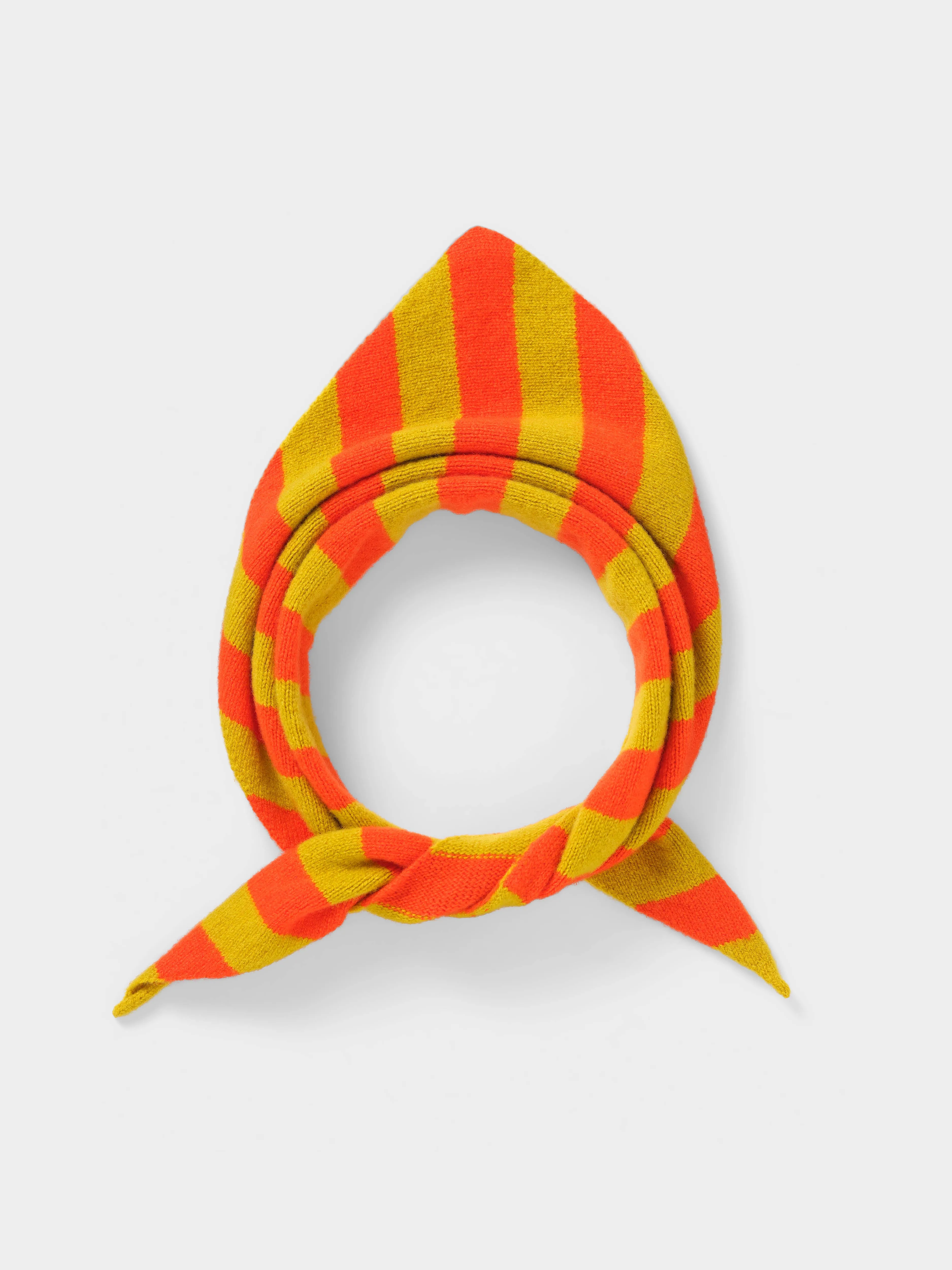 WIDE STRIPE TRIANGLE NECKERCHIEF ORANGE GLOSS & TURMERIC sold by Jo Gordon