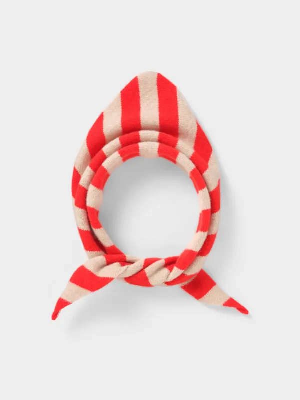WIDE STRIPE TRIANGLE NECKERCHIEF POPPY & OATMEAL sold by Jo Gordon