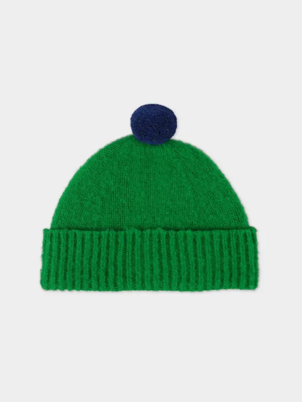 BRUSHED PLAIN HAT CONTRAST POMPOM PAGODA sold by Jo Gordon