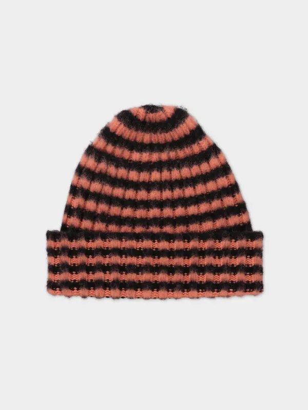 BRUSHED NARROW STRIPE HAT BLACK & PLASTER sold by Jo Gordon