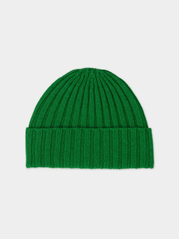 PLAIN RIBBED HAT PAGODA GREEN sold by Jo Gordon