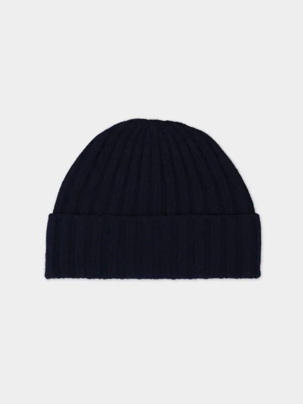 PLAIN RIBBED HAT NERO NAVY sold by Jo Gordon