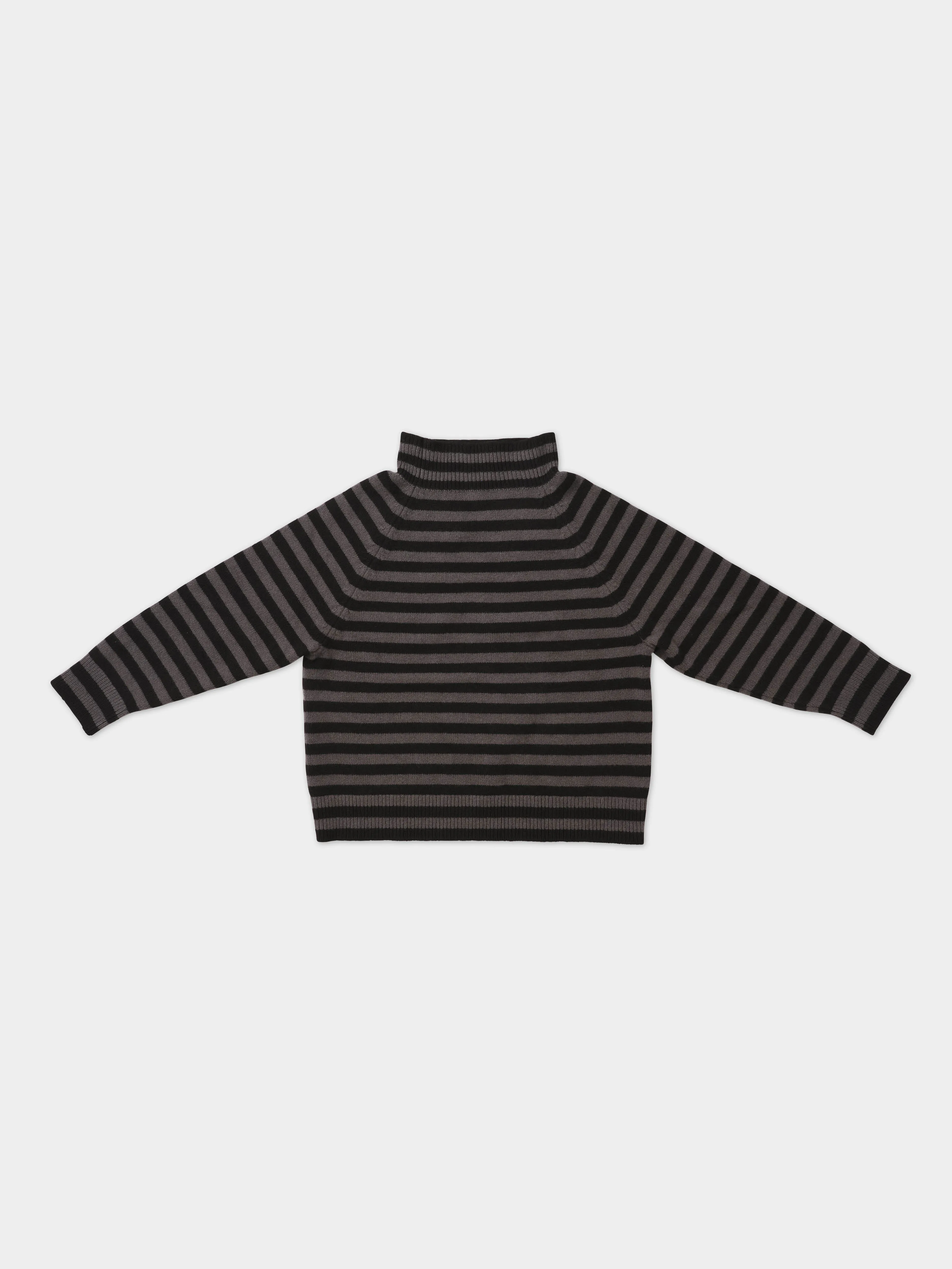 STRIPE FELTED JUMPER BLACK & DRILL GREY sold by Jo Gordon