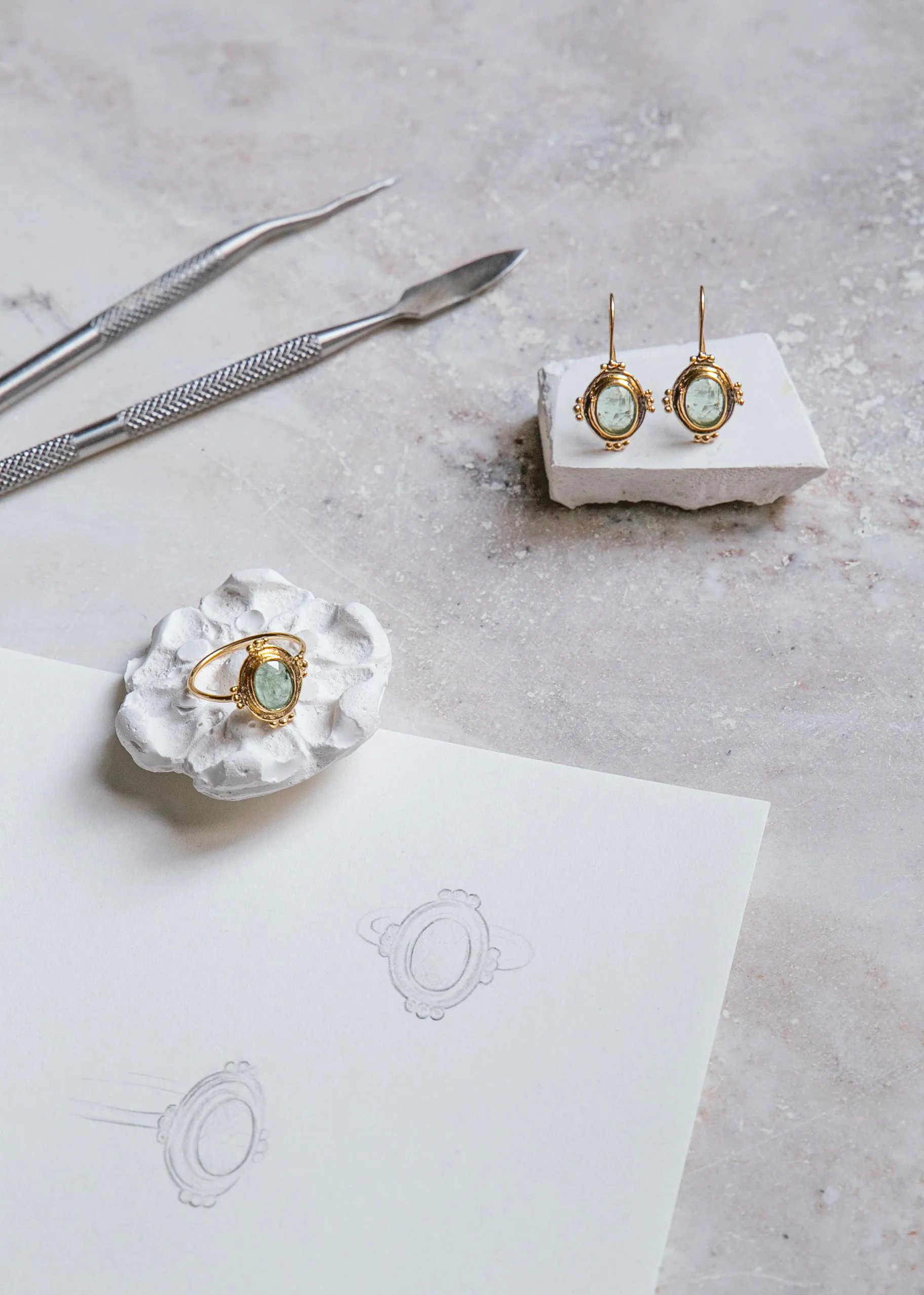 Boucles d'oreilles en vermeil et kyanite verte Agathe sold by Alix D. Reynis product image thumbnail 2