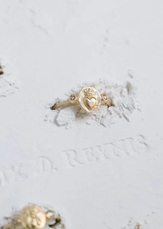 Bague empreinte en or 18 carats et diamants Amore sold by Alix D. Reynis product image thumbnail 2