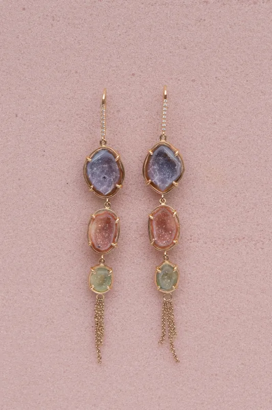 AUDREY earrings, lilac/nude/green sold by Karolin Van Loon Womens