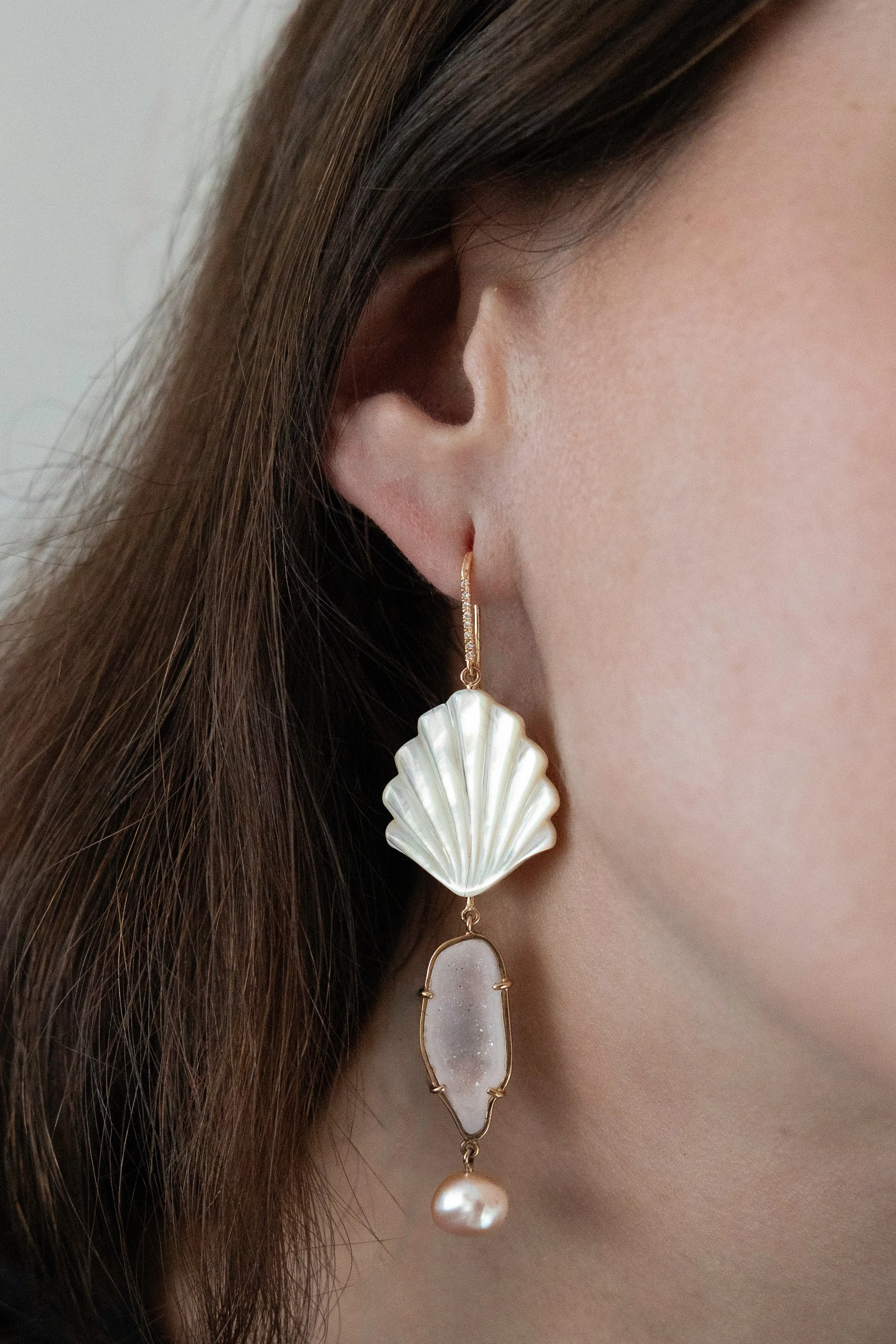 Ocean Geode earrings, white sold by Karolin Van Loon Womens product image thumbnail 2
