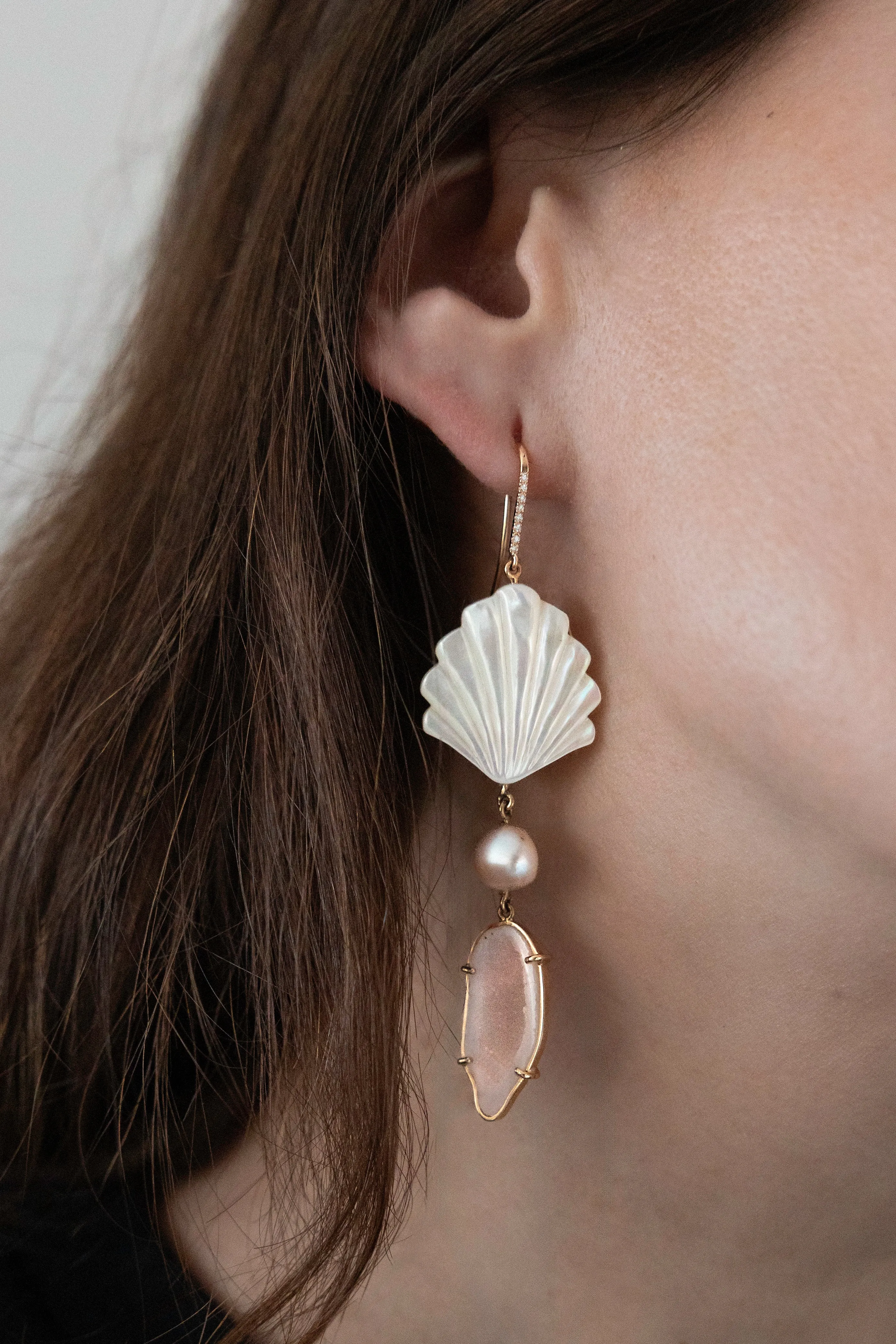 Ocean Geode earrings, white sold by Karolin Van Loon Womens product image thumbnail 3