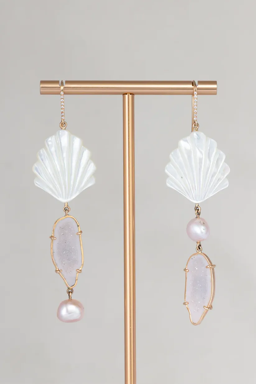 Ocean Geode earrings, white sold by Karolin Van Loon Womens