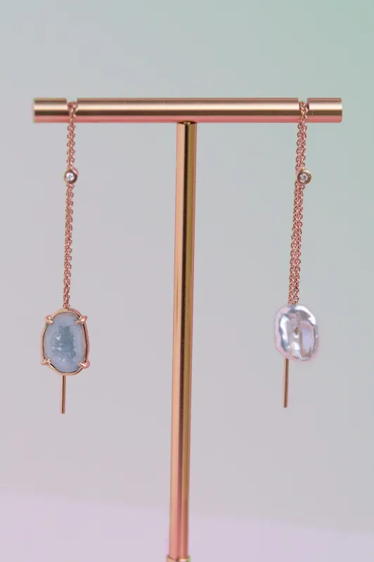 Moon earrings, green blue sold by Karolin Van Loon Womens