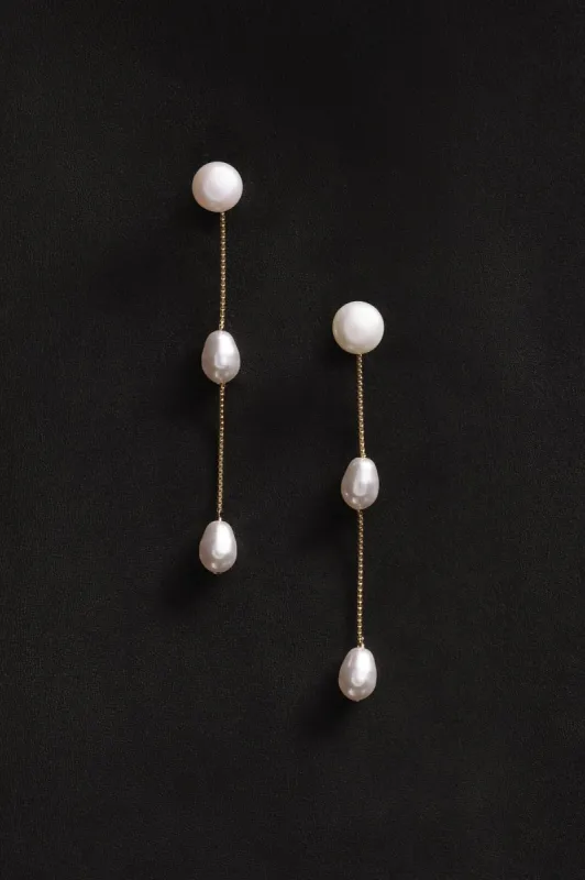 GOLD SMALL PEARL DROP EARRINGS sold by Sophie Buhai Womens