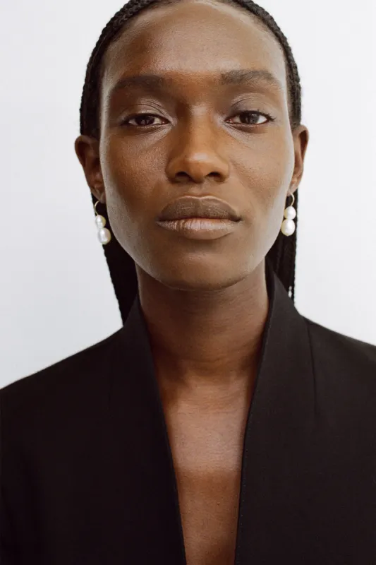 GOLD DOUBLE PEARL EARRINGS sold by Sophie Buhai Womens