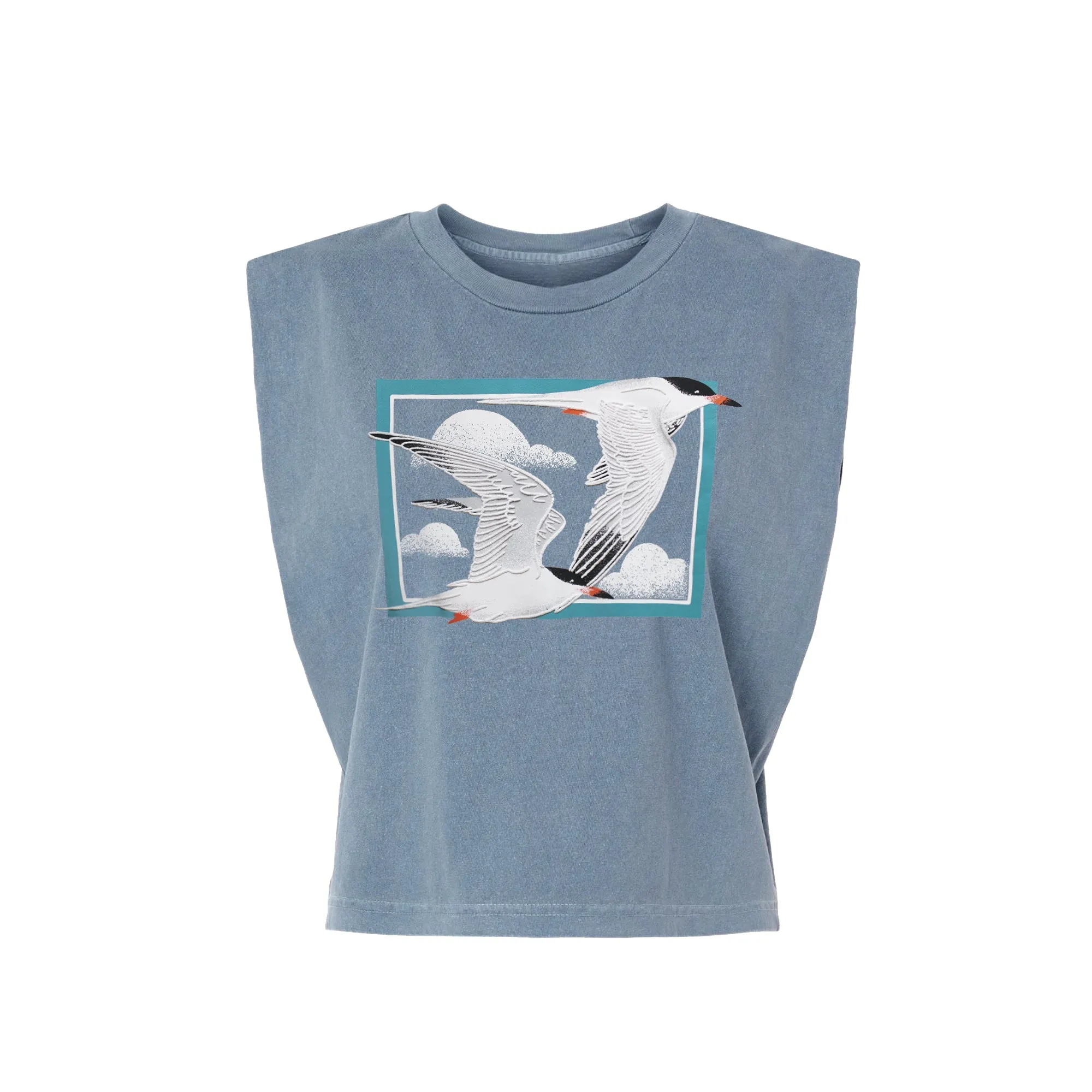 Tern Puff Print Boxy Muscle Tank sold by Bird Collective