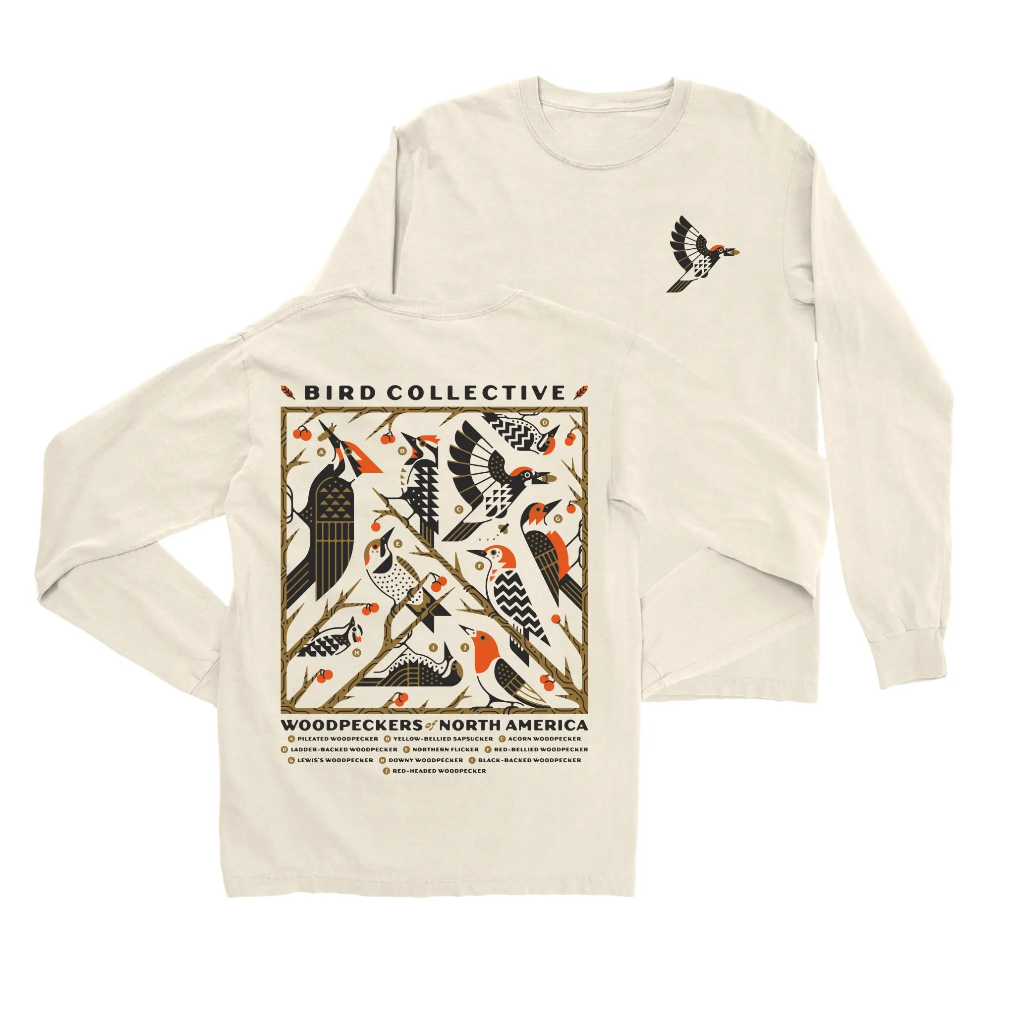Woodpeckers of North America Long Sleeve Tee sold by Bird Collective