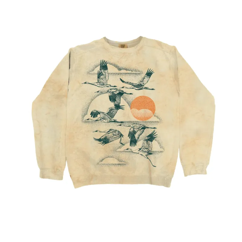 Whooping Crane Tie Dye Sweatshirt sold by Bird Collective