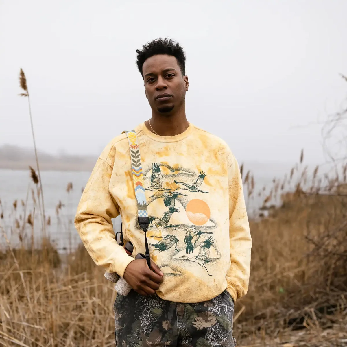 Whooping Crane Tie Dye Sweatshirt sold by Bird Collective product image thumbnail 2