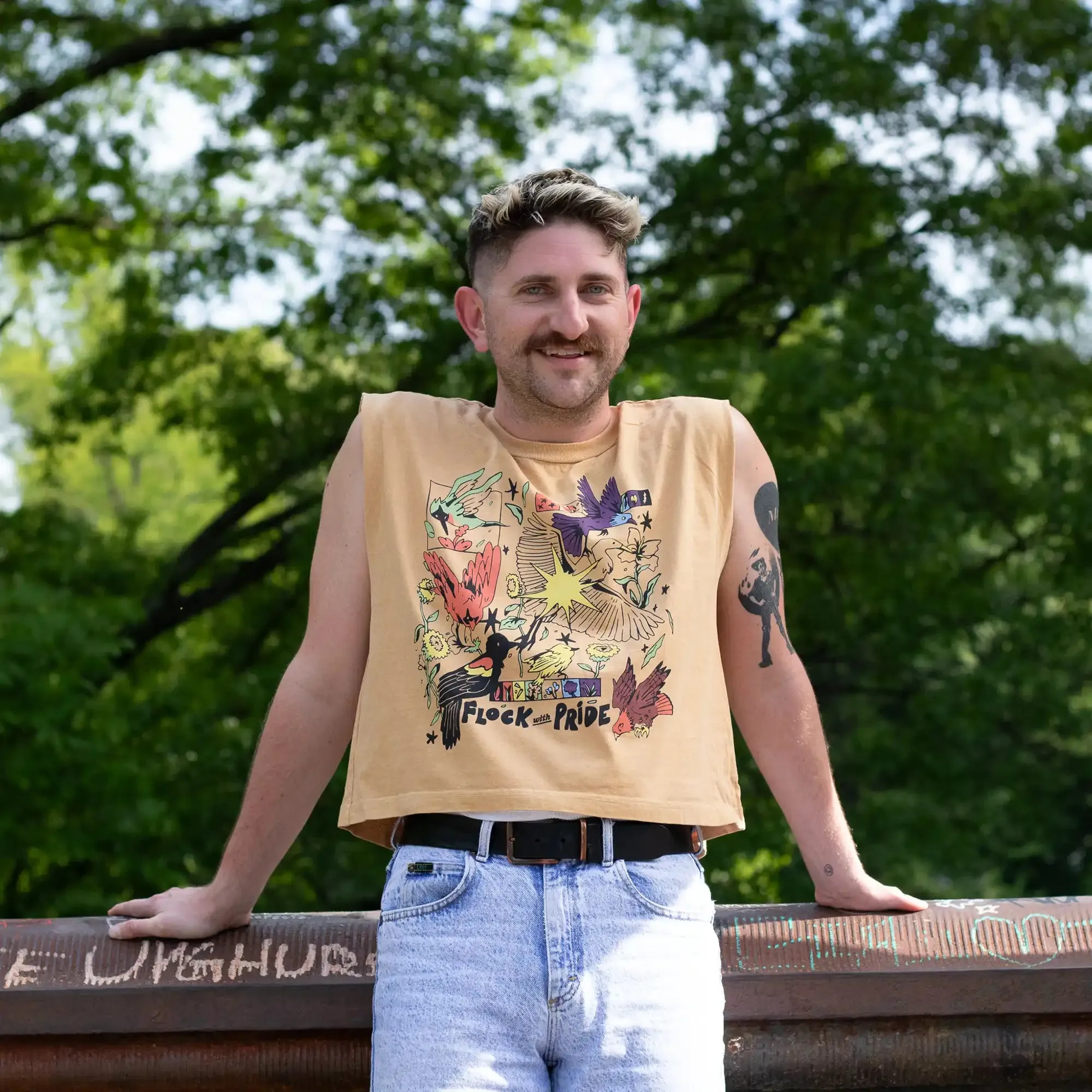 Flock With Pride Boxy Muscle Tank sold by Bird Collective product image thumbnail 2