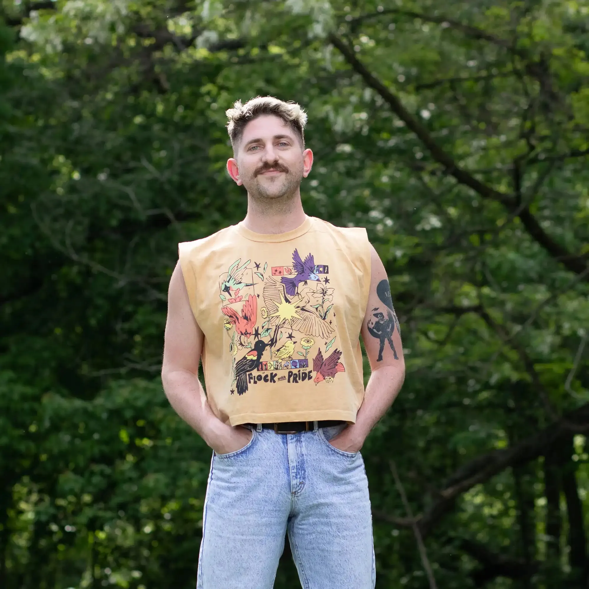 Flock With Pride Boxy Muscle Tank sold by Bird Collective product image thumbnail 4