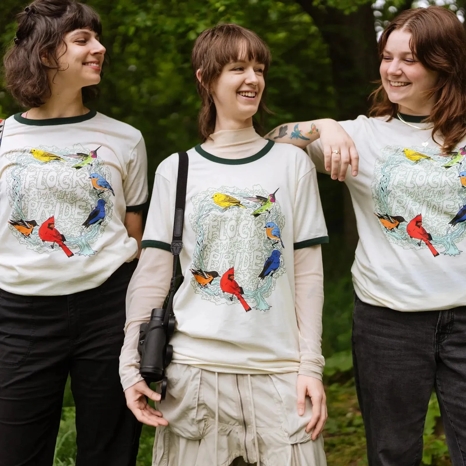 Flock With Pride Ringer Tee sold by Bird Collective product image thumbnail 2