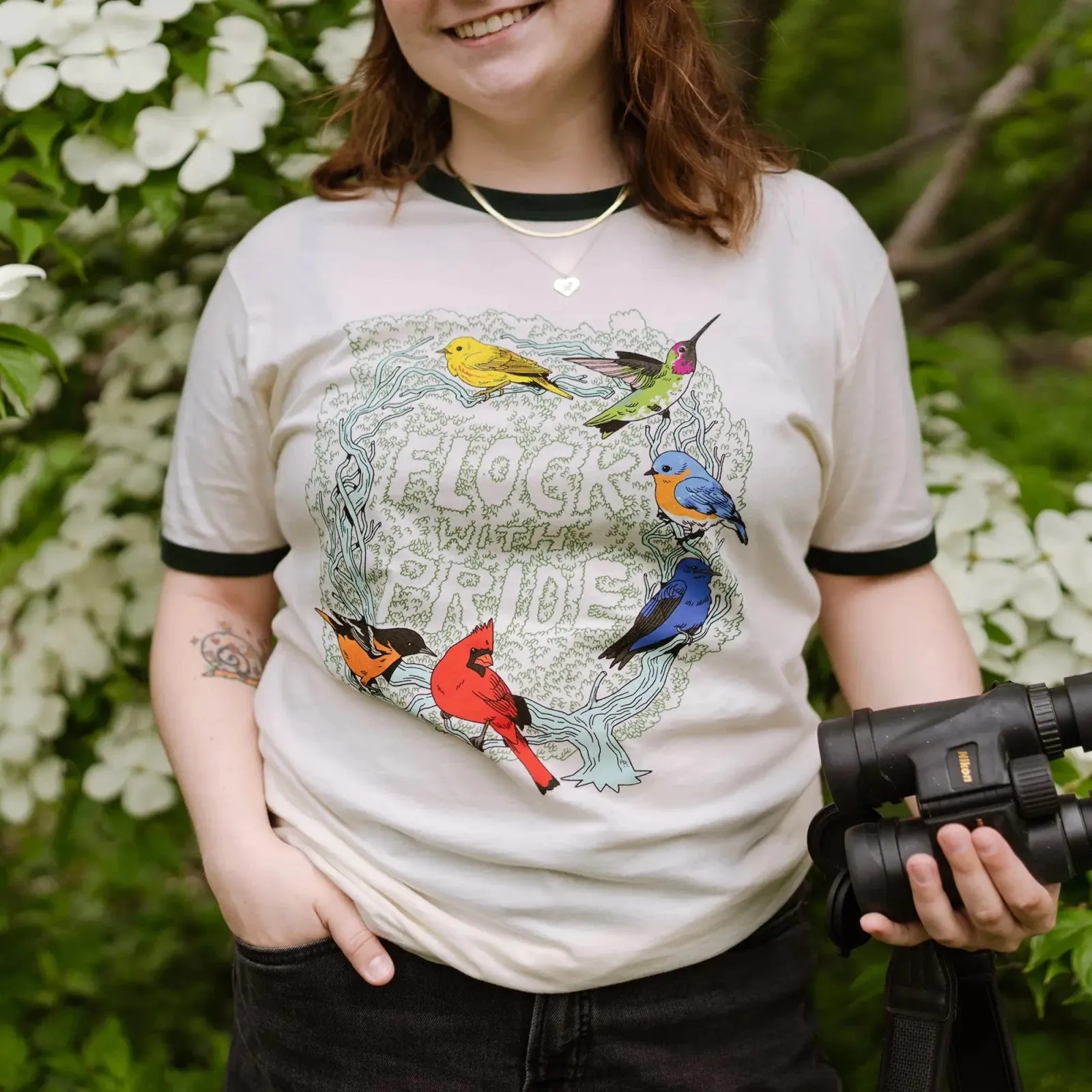 Flock With Pride Ringer Tee sold by Bird Collective product image thumbnail 5