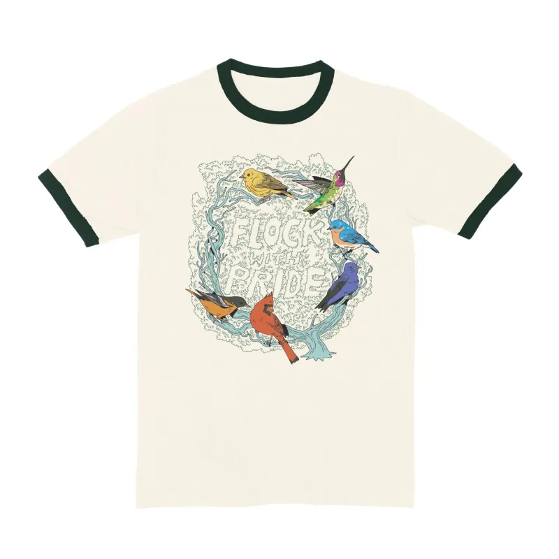 Flock With Pride Ringer Tee made by Bird Collective