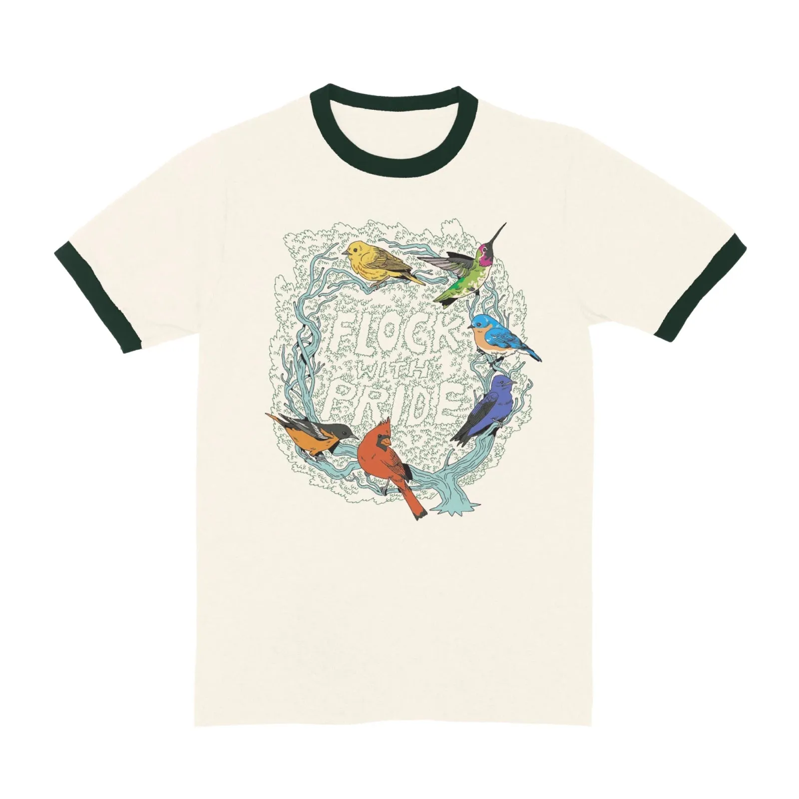 Flock With Pride Ringer Tee sold by Bird Collective