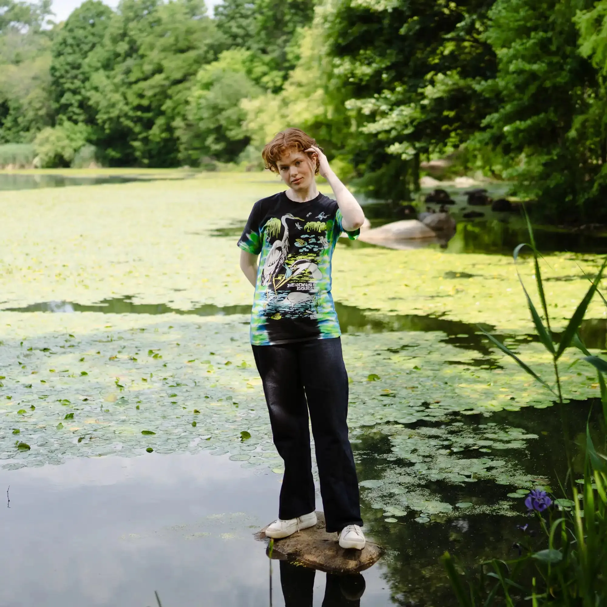 Herons & Egrets Tie Dye Tee sold by Bird Collective product image thumbnail 3