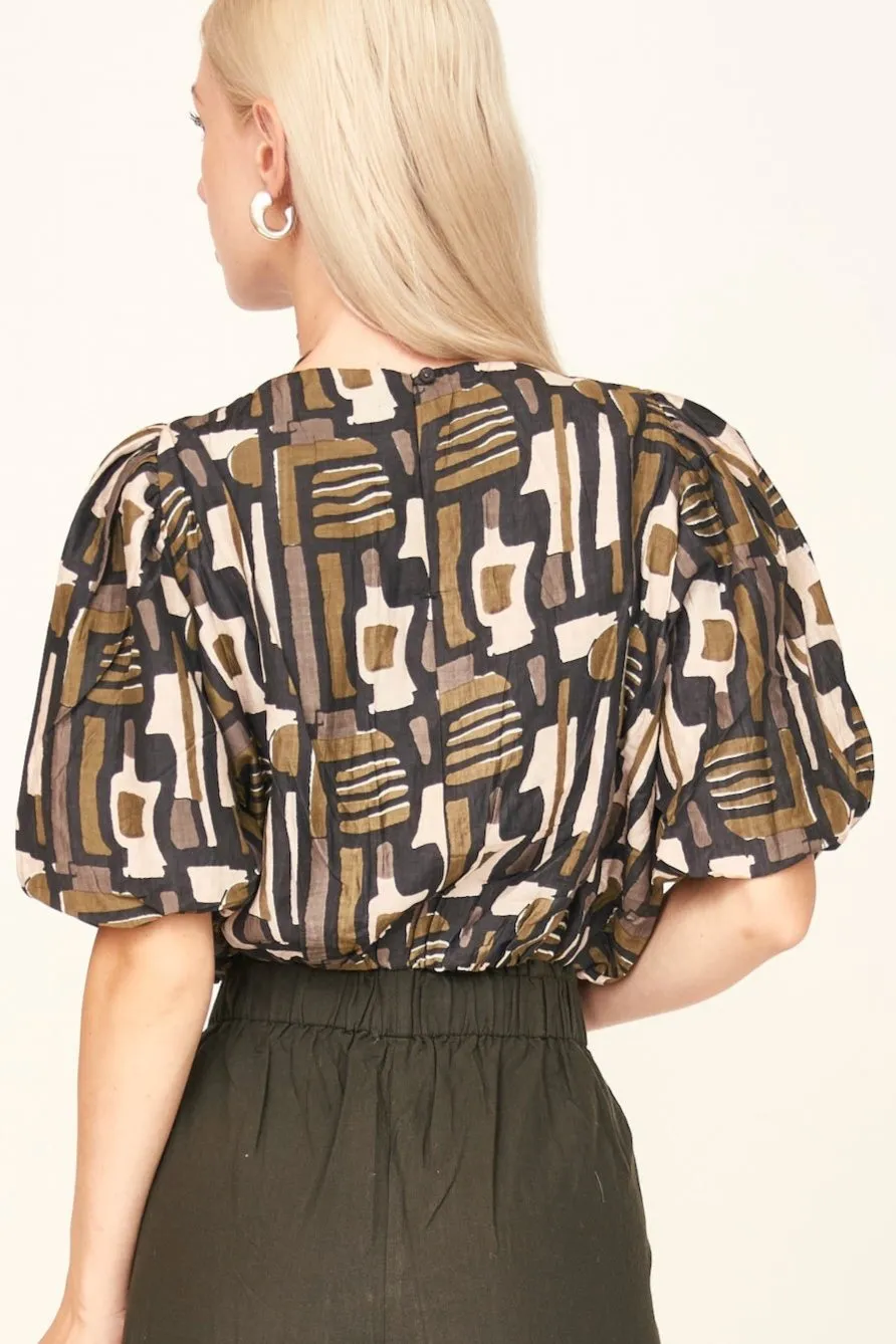 Andaman Bubble Top in Olive Labyrinth sold by Mirth product image thumbnail 4