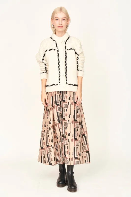 Andermatt Cardigan in Ivory/Black sold by Mirth