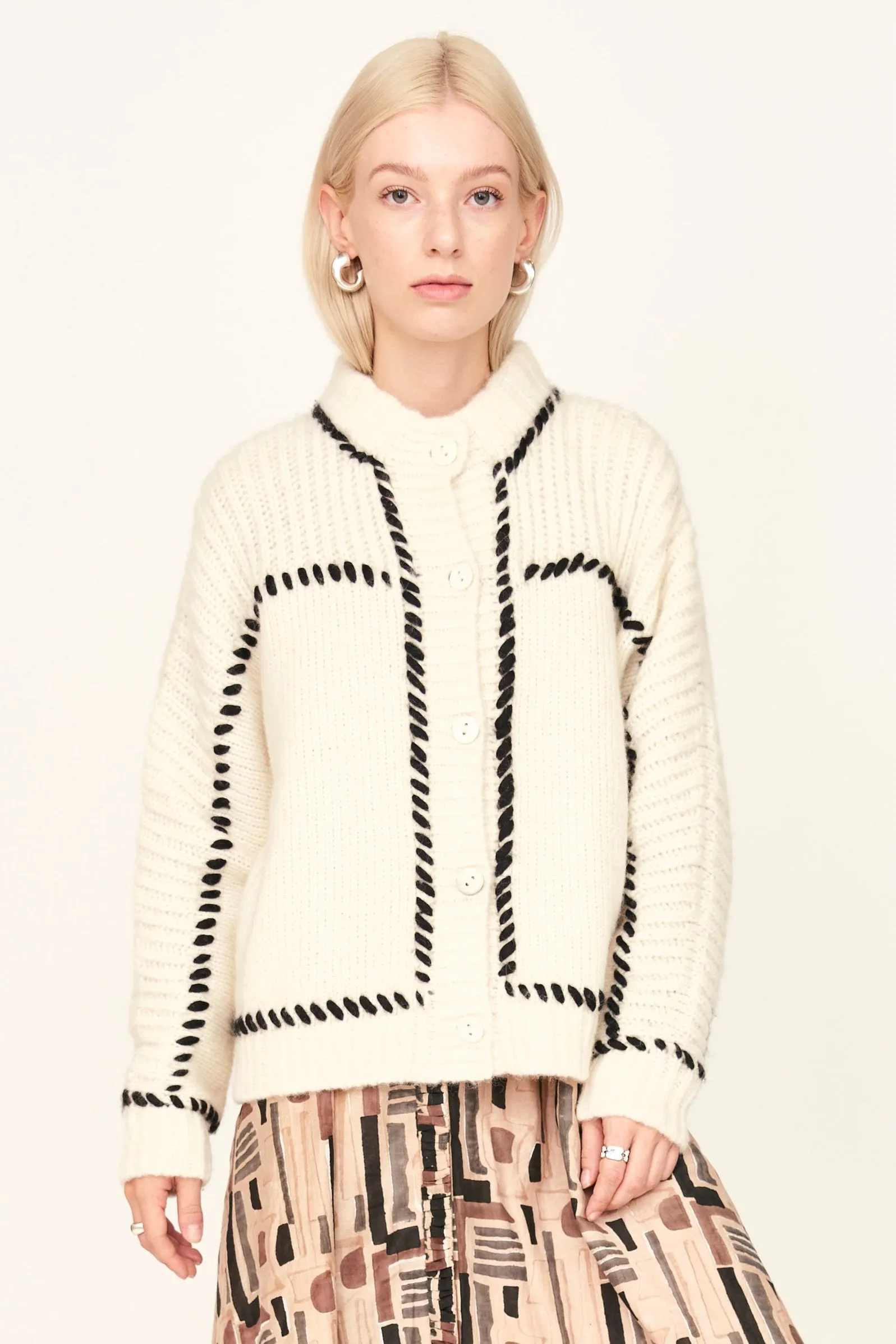 Andermatt Cardigan in Ivory/Black sold by Mirth product image thumbnail 5