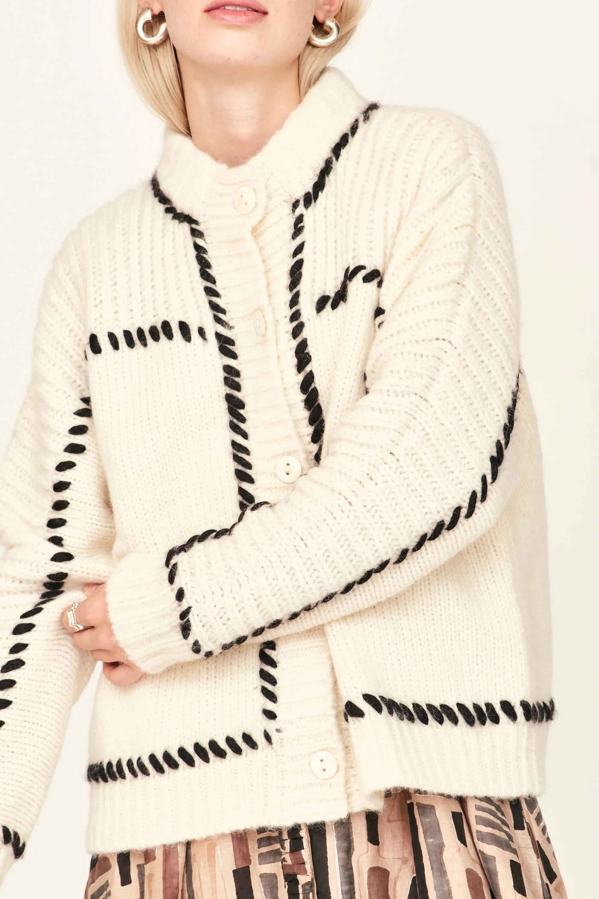 Andermatt Cardigan in Ivory/Black sold by Mirth product image thumbnail 2