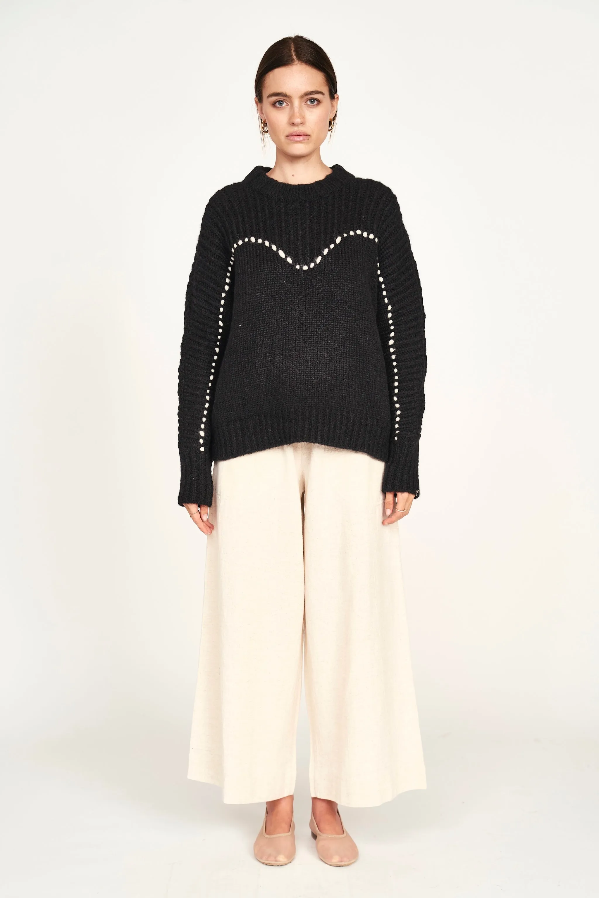 Andermatt Pullover in Black/Ivory sold by Mirth