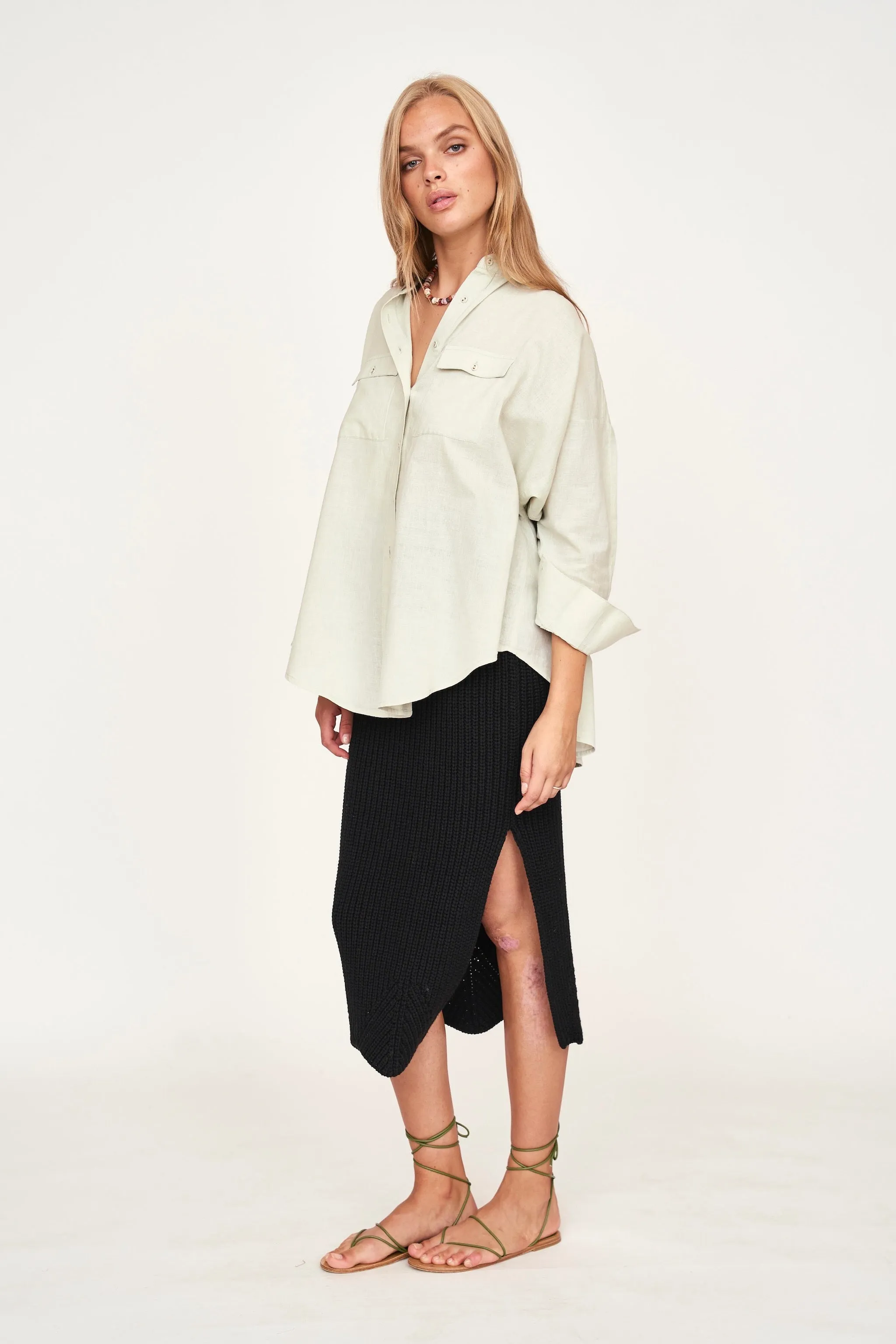 Arles Slim Knit Skirt in Black sold by Mirth