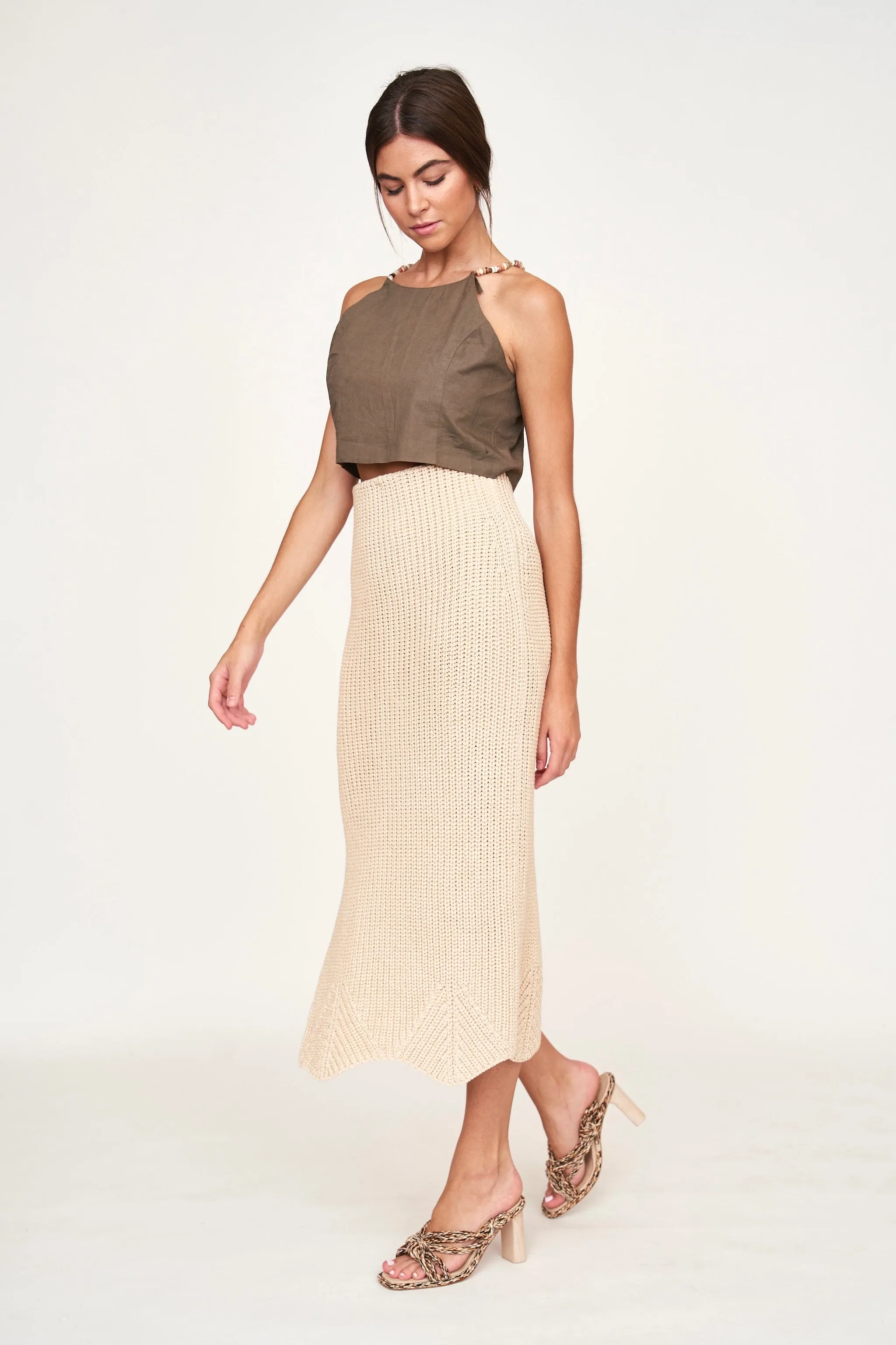 Arles Slim Knit Skirt in Shell sold by Mirth product image thumbnail 2