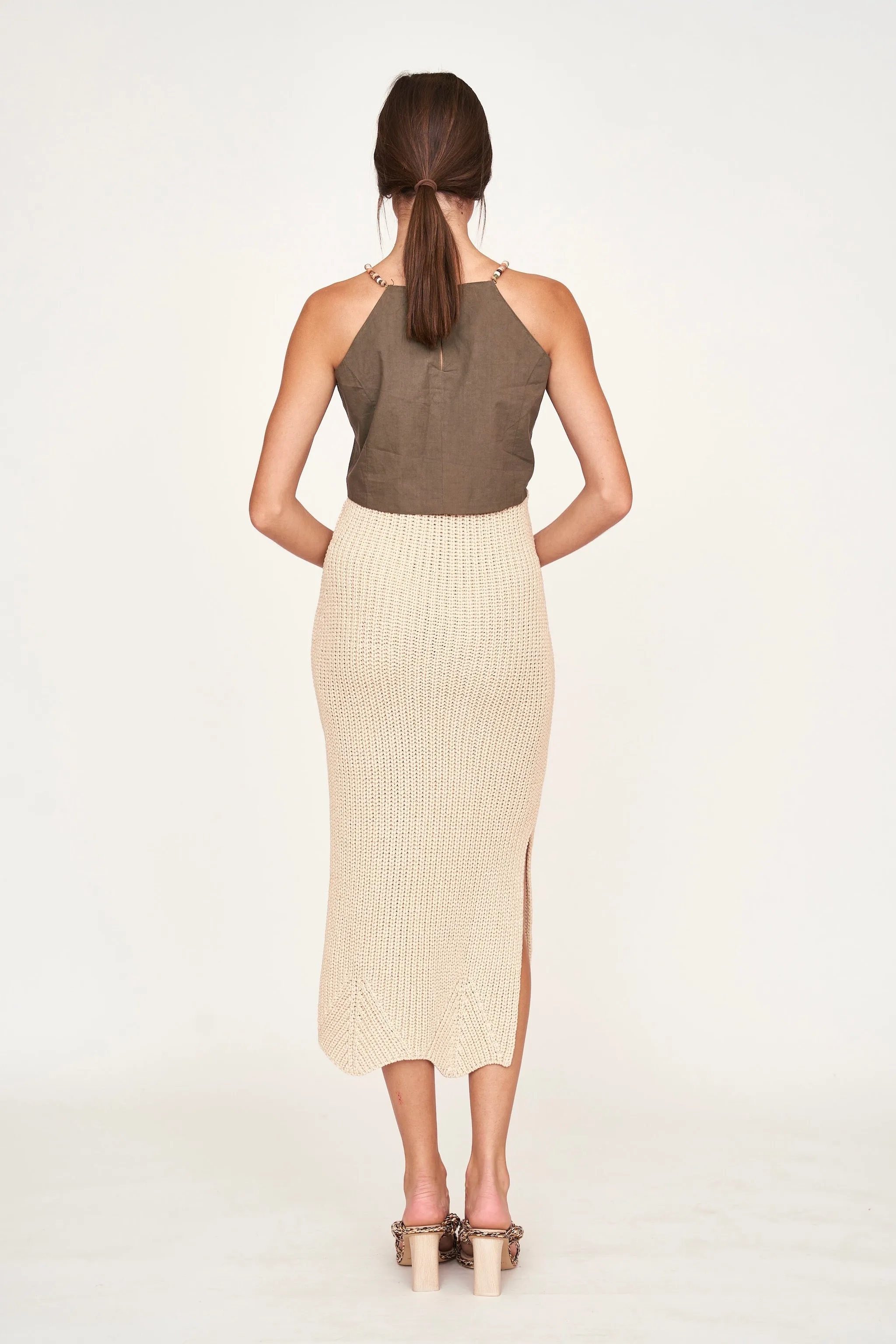 Arles Slim Knit Skirt in Shell sold by Mirth product image thumbnail 3