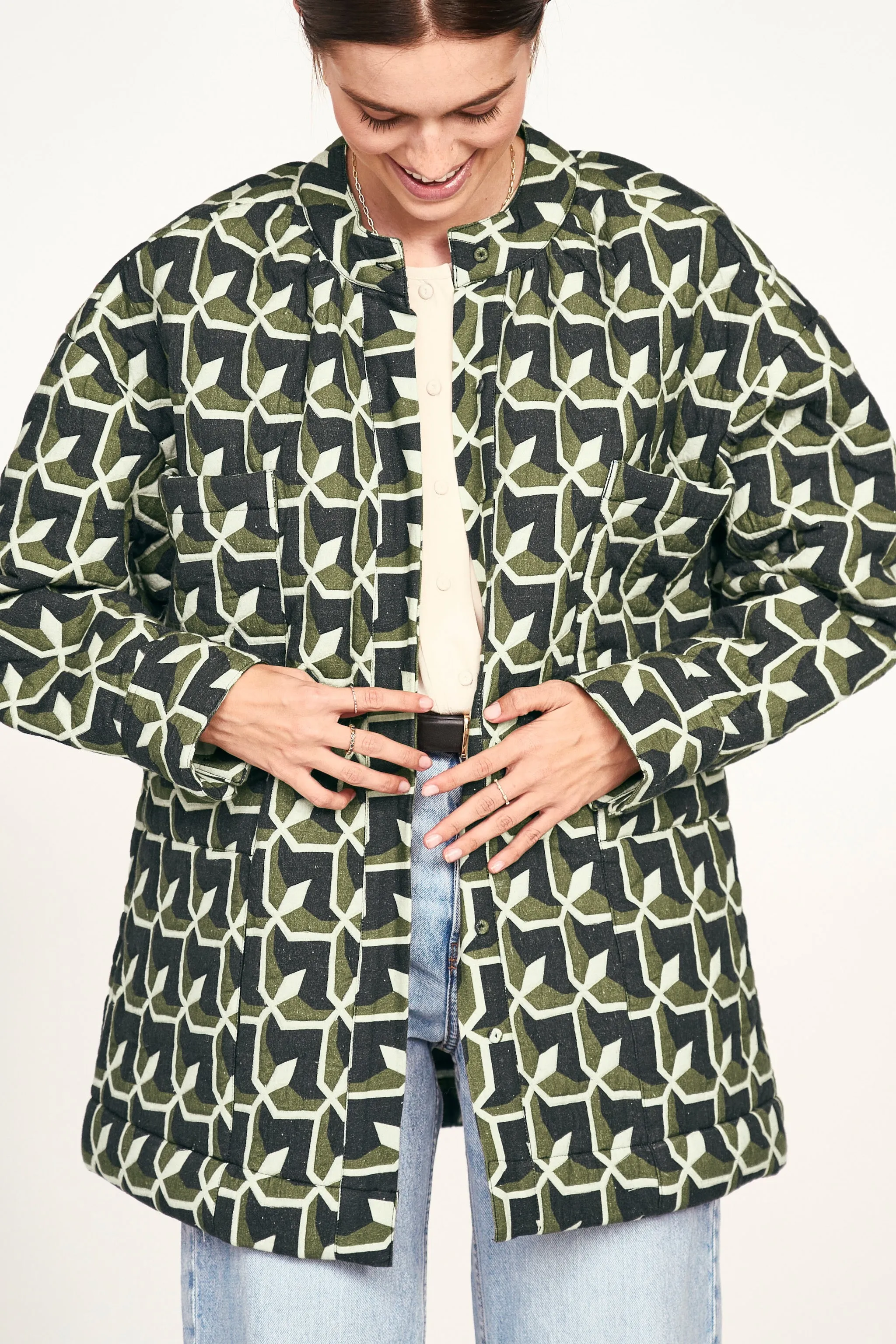 Bergen Jacket in Olive Parquet sold by Mirth product image thumbnail 2