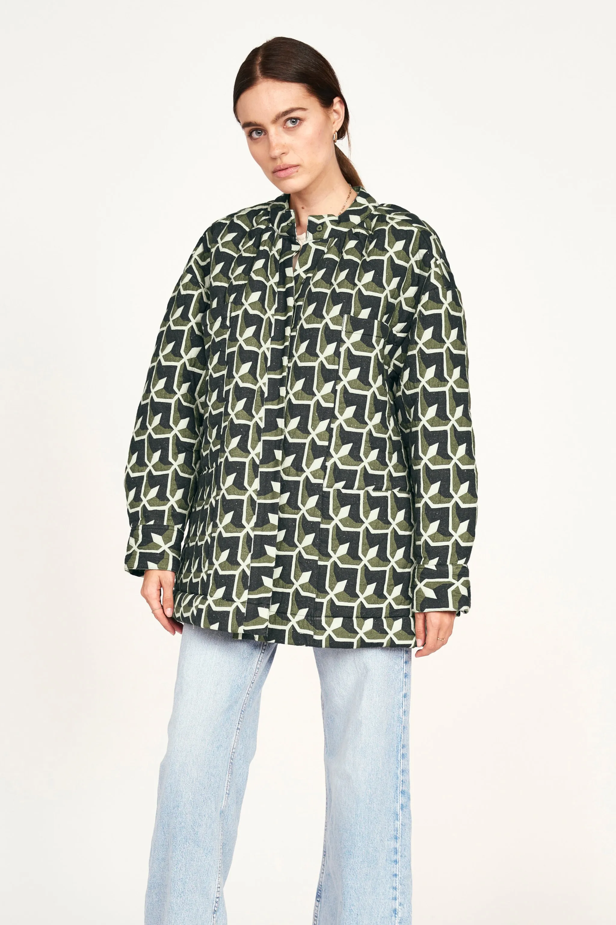 Bergen Jacket in Olive Parquet sold by Mirth product image thumbnail 5