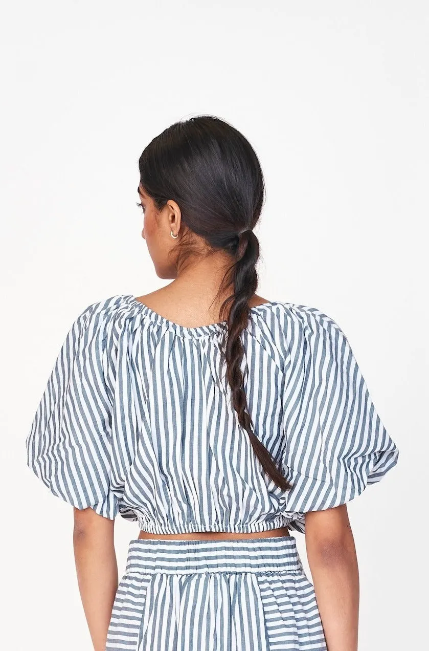 Capri Bubble Top in Ocean Stripe sold by Mirth product image thumbnail 4