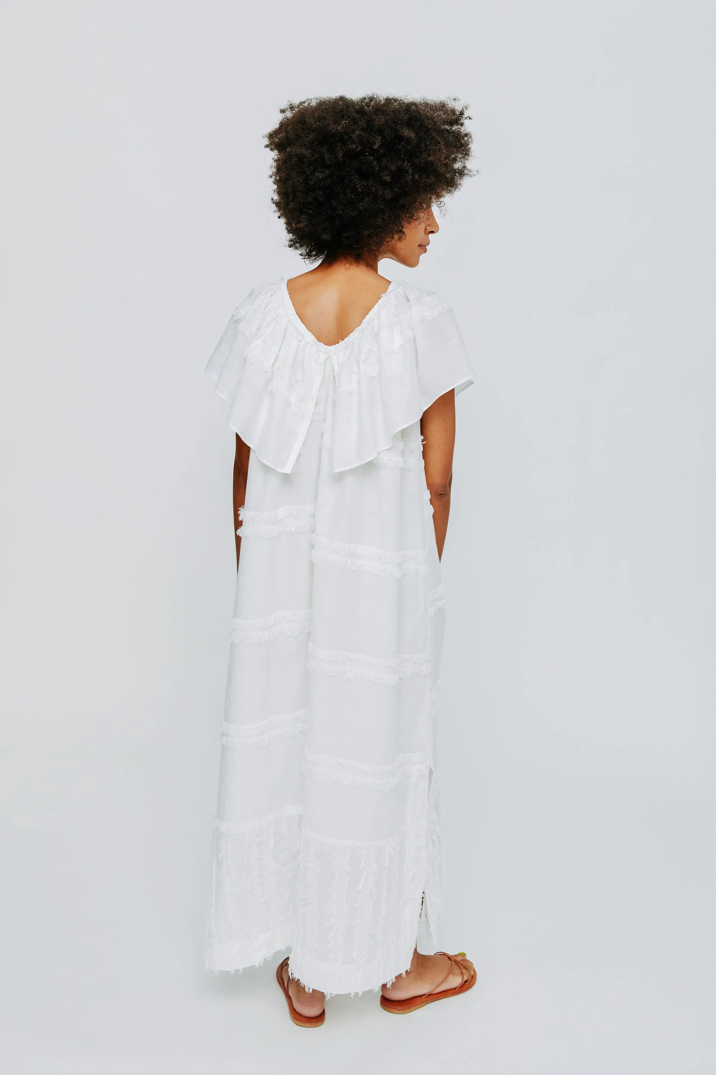 Capri Dress in White Fringe sold by Mirth product image thumbnail 4