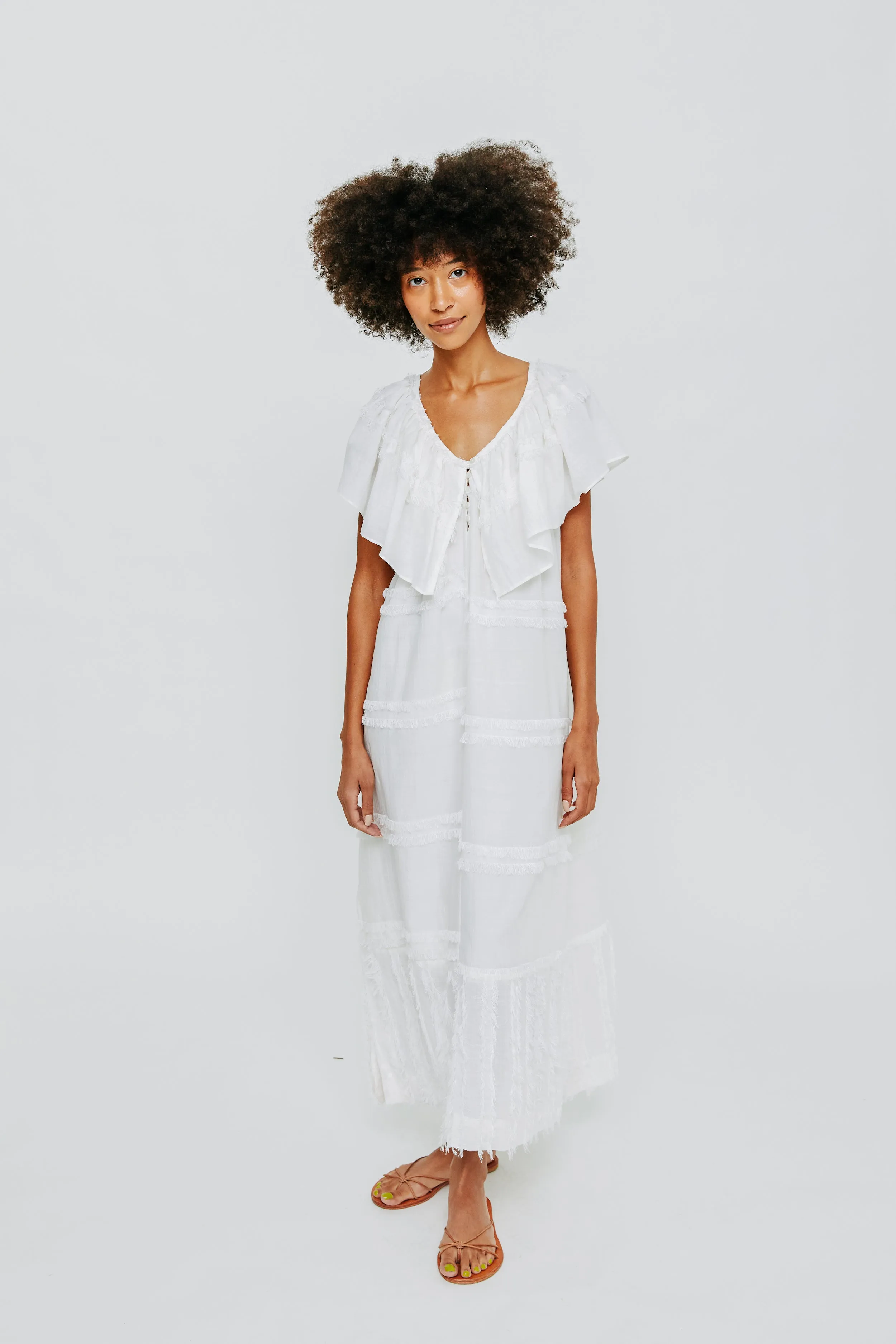 Capri Dress in White Fringe sold by Mirth product image thumbnail 2