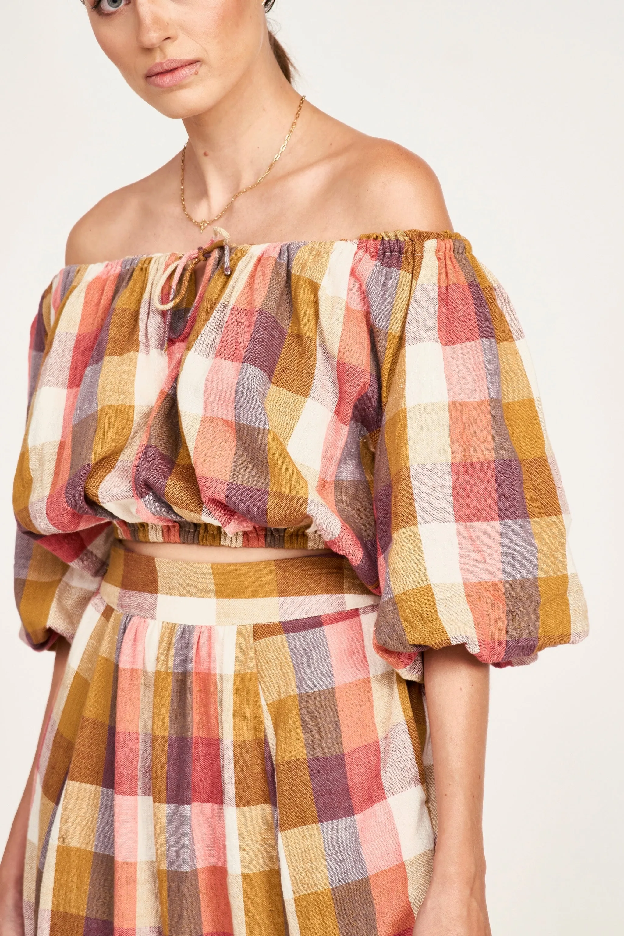 Capri Top in Sunset Plaid sold by Mirth product image thumbnail 2