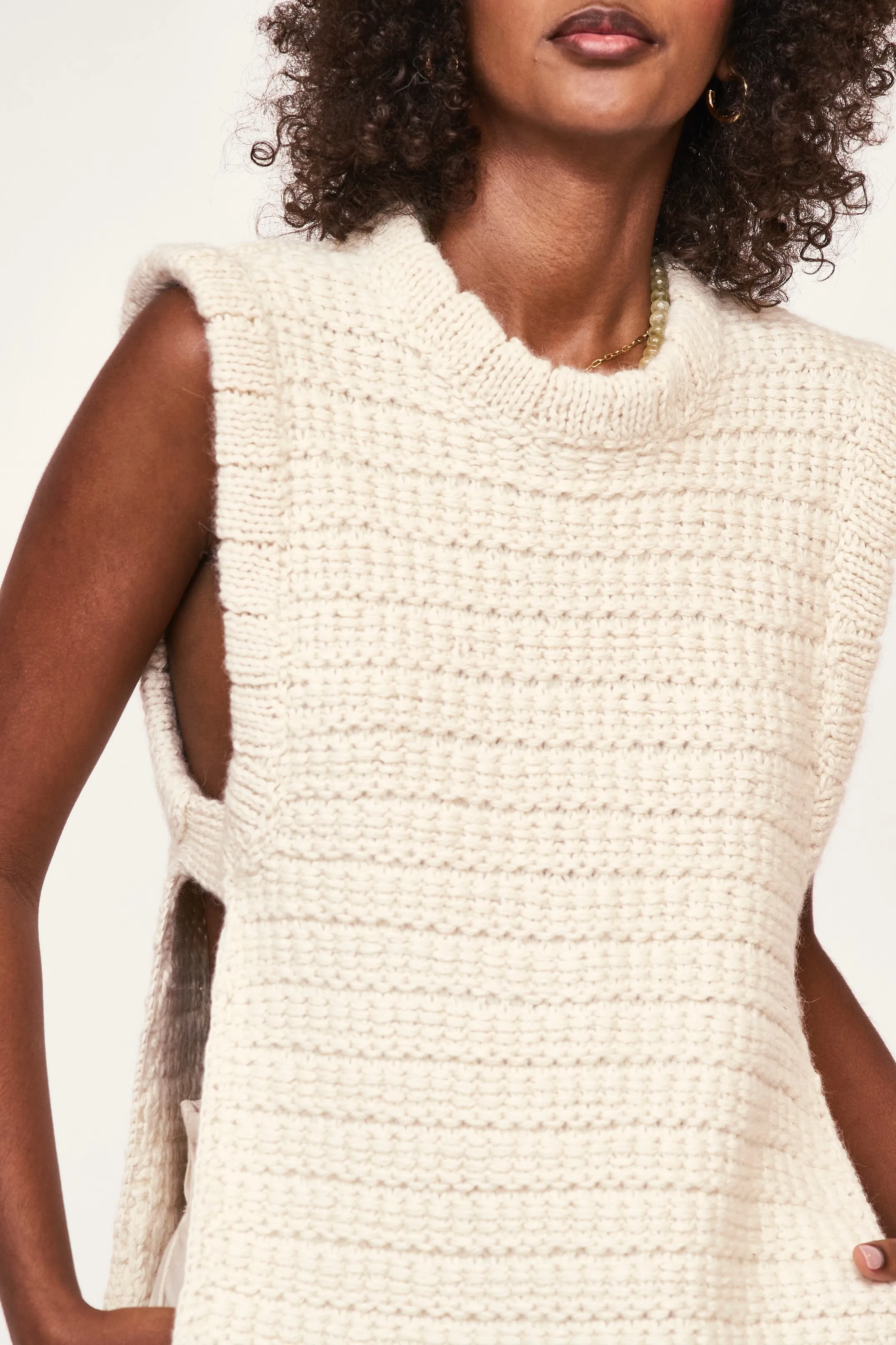 Carmel Open Side Knit Vest in Snow sold by Mirth product image thumbnail 2