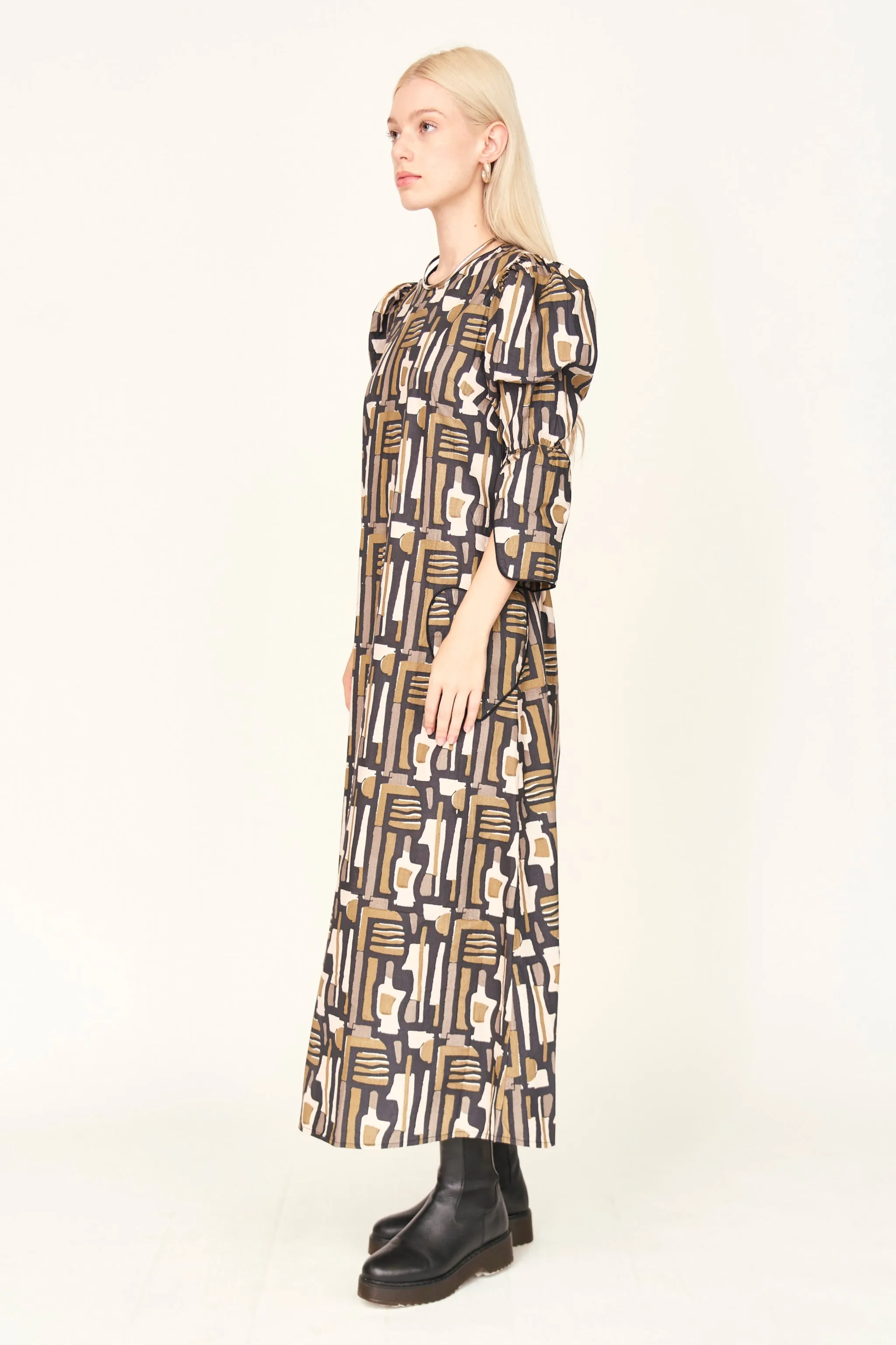 Cassis Dress in Olive Labyrinth sold by Mirth product image thumbnail 3